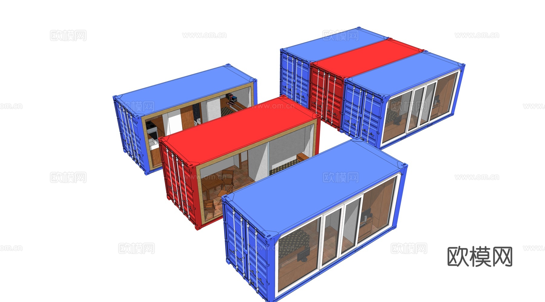 集装箱建筑 集装箱别墅 集装箱休息驿站su模型