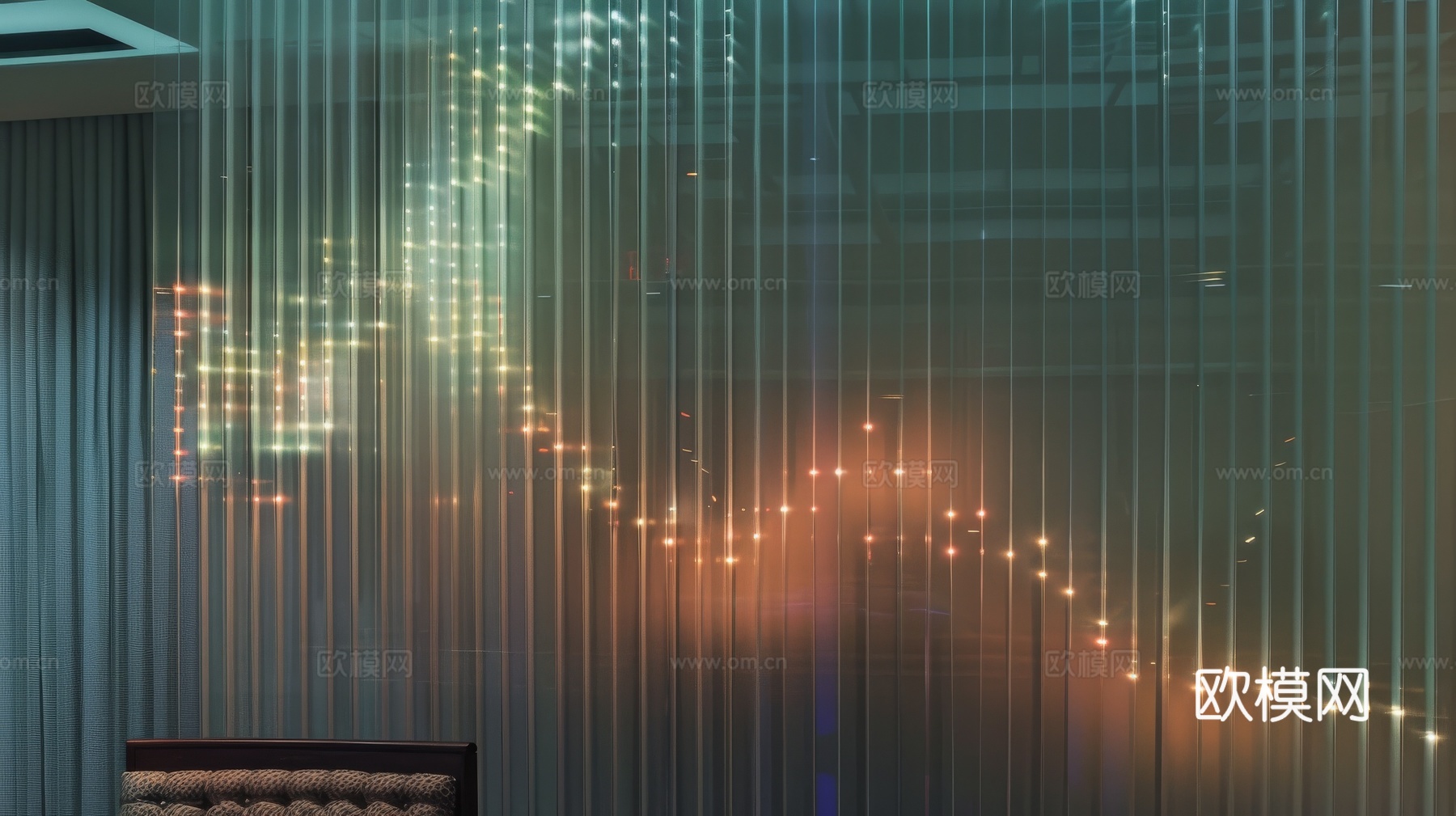 夹丝艺术玻璃幕墙隔断下载（渲染图6）