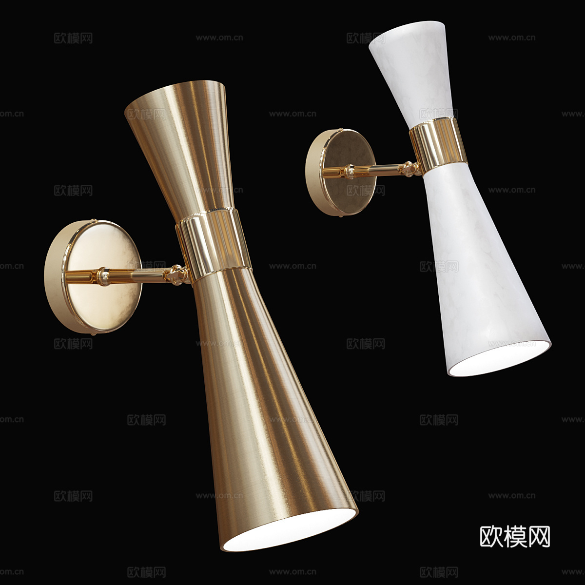 新中式轻奢金属壁灯3d模型