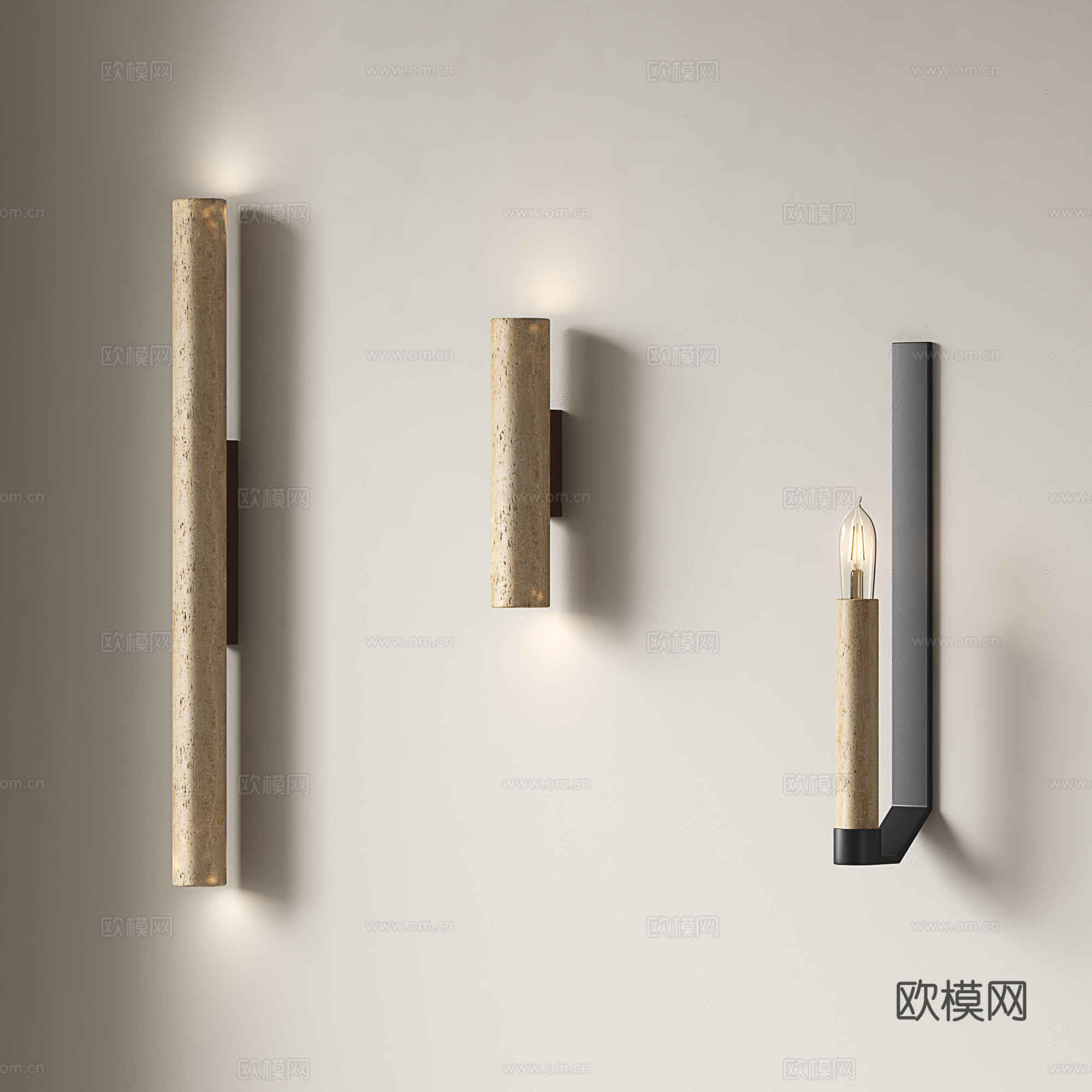 中古风壁灯 复古风壁灯 侘寂风壁灯 简约壁灯 长条壁灯su模型