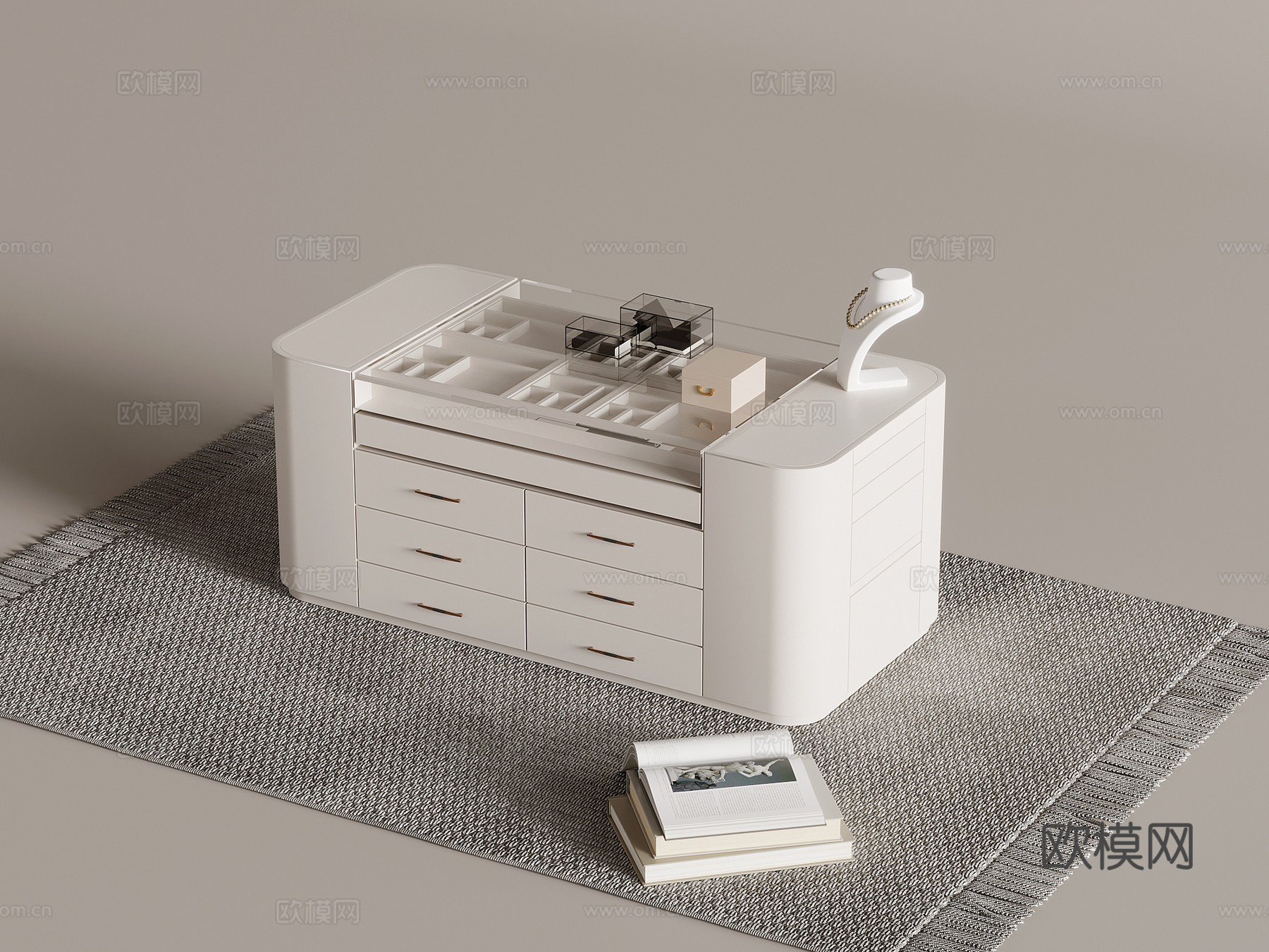 中岛柜 现代简约衣帽间中岛柜 岛台3d模型