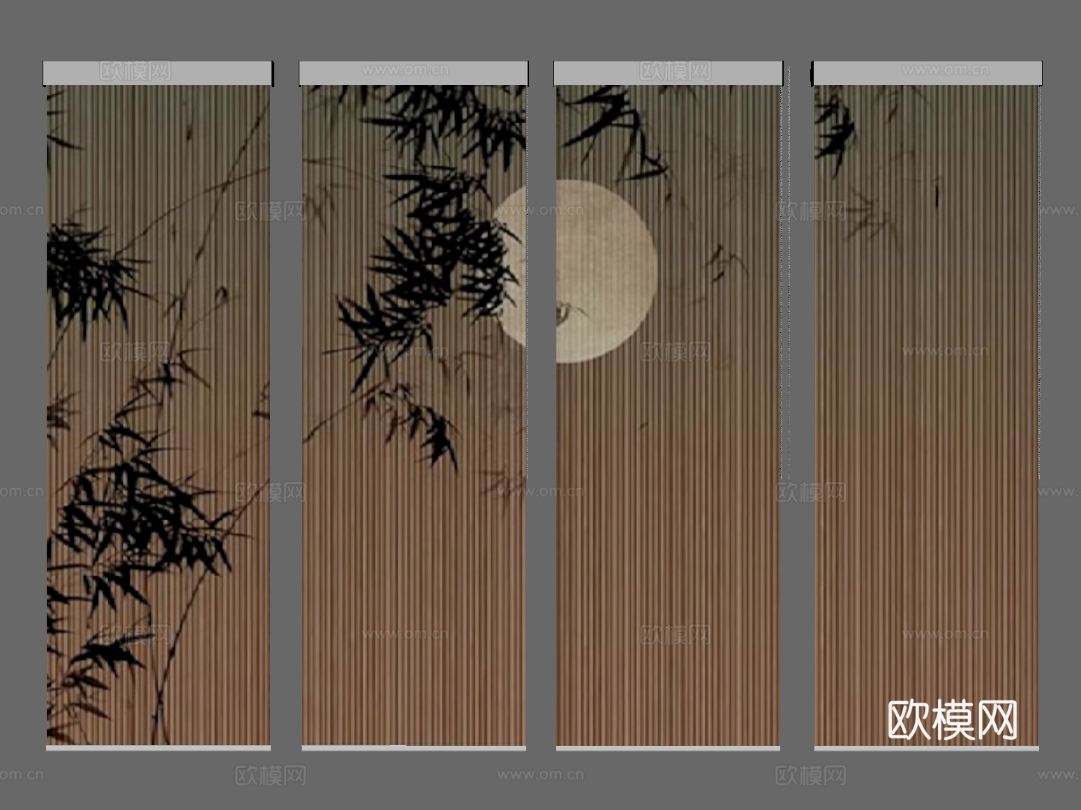 新中式卷帘su模型