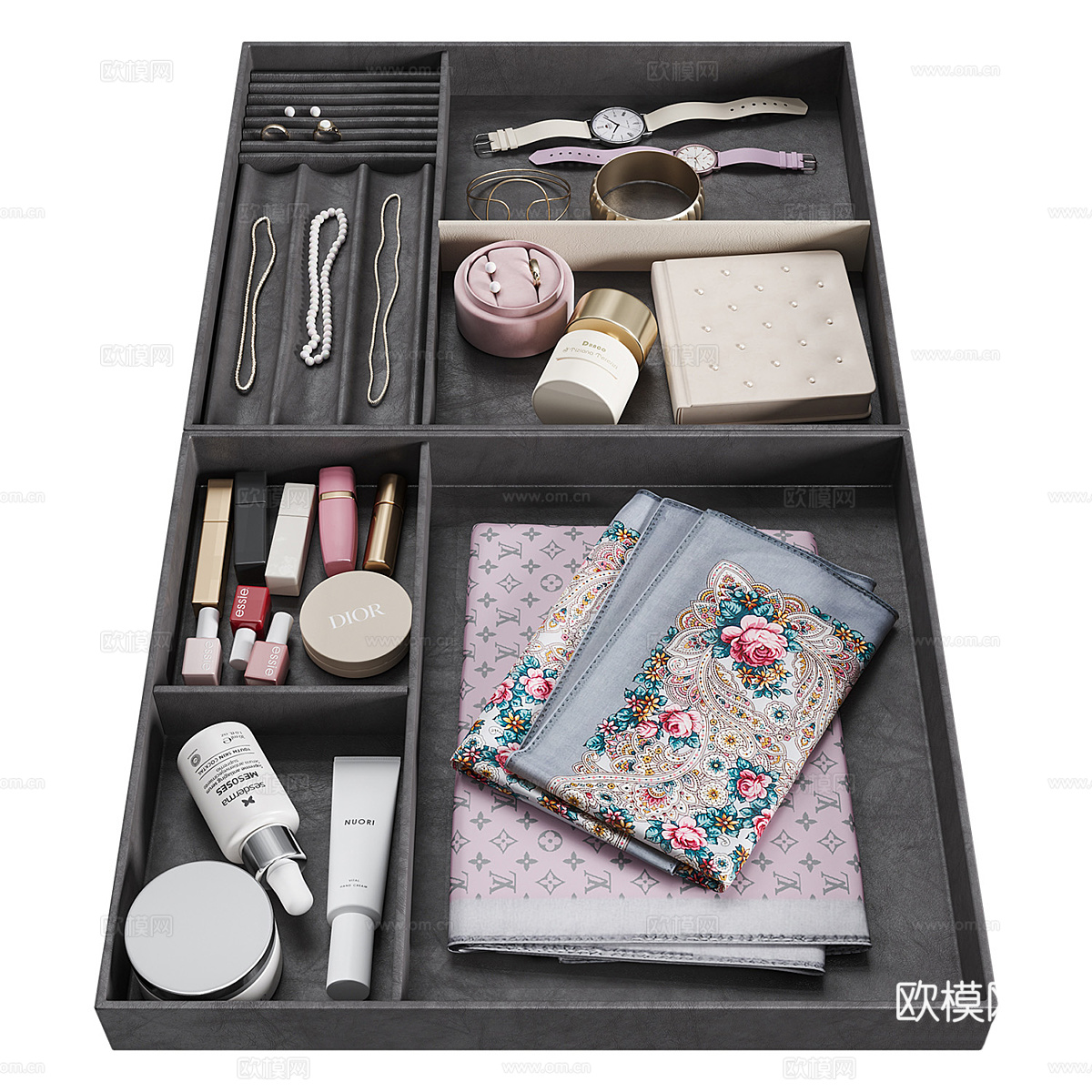 现代化妆品 首饰收纳盒3d模型