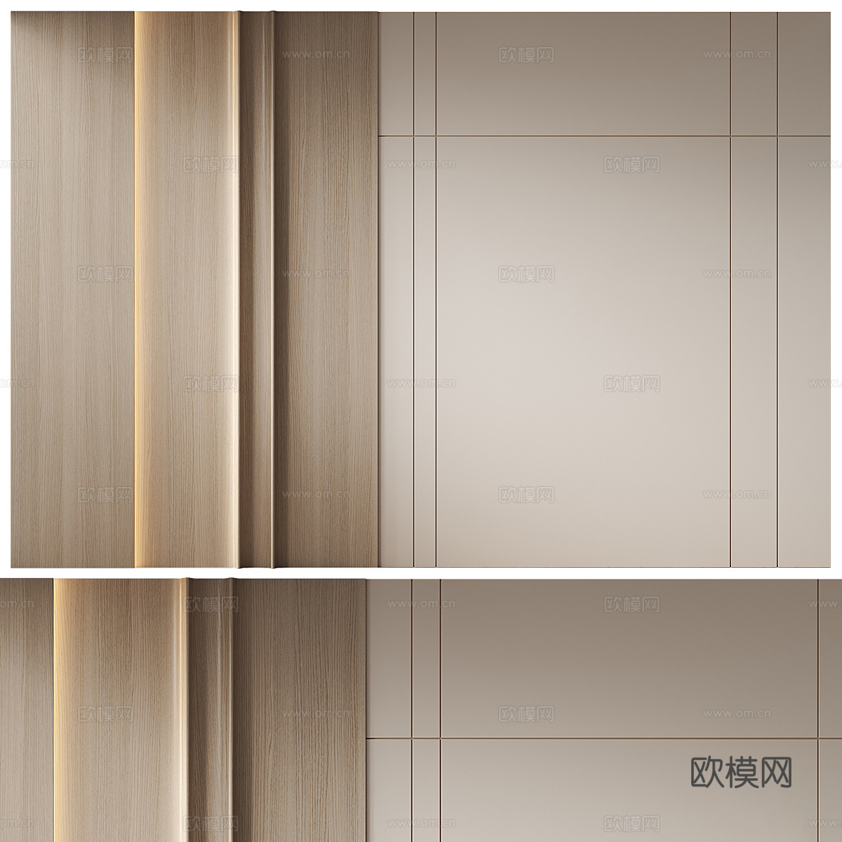 现代极简沙发背景墙3d模型