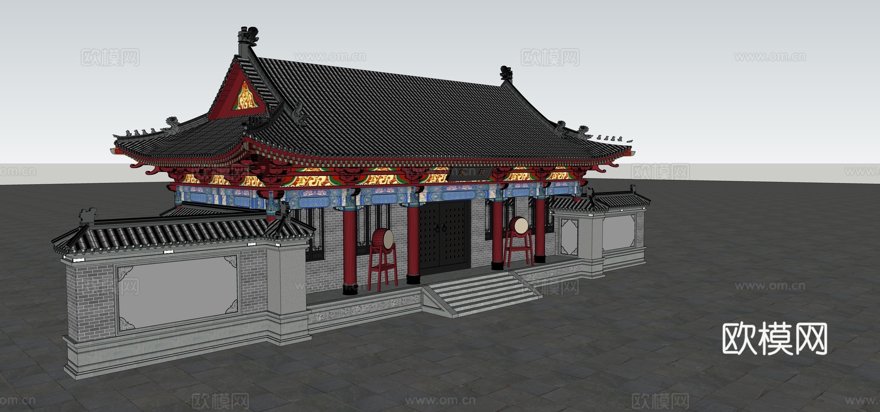 古代寺庙古庙古建筑祠堂su模型