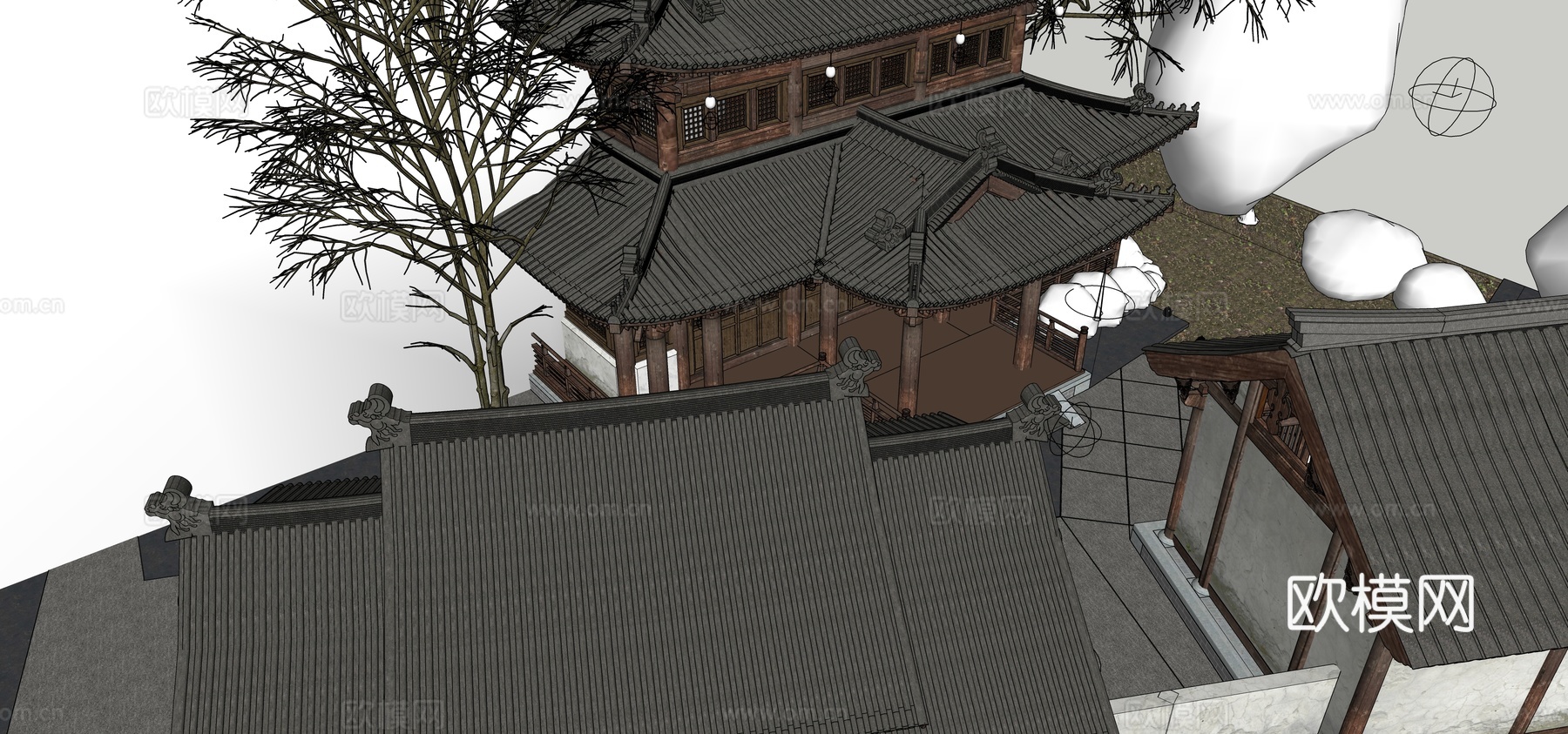 古代祠堂古苗寺庙古建筑su模型