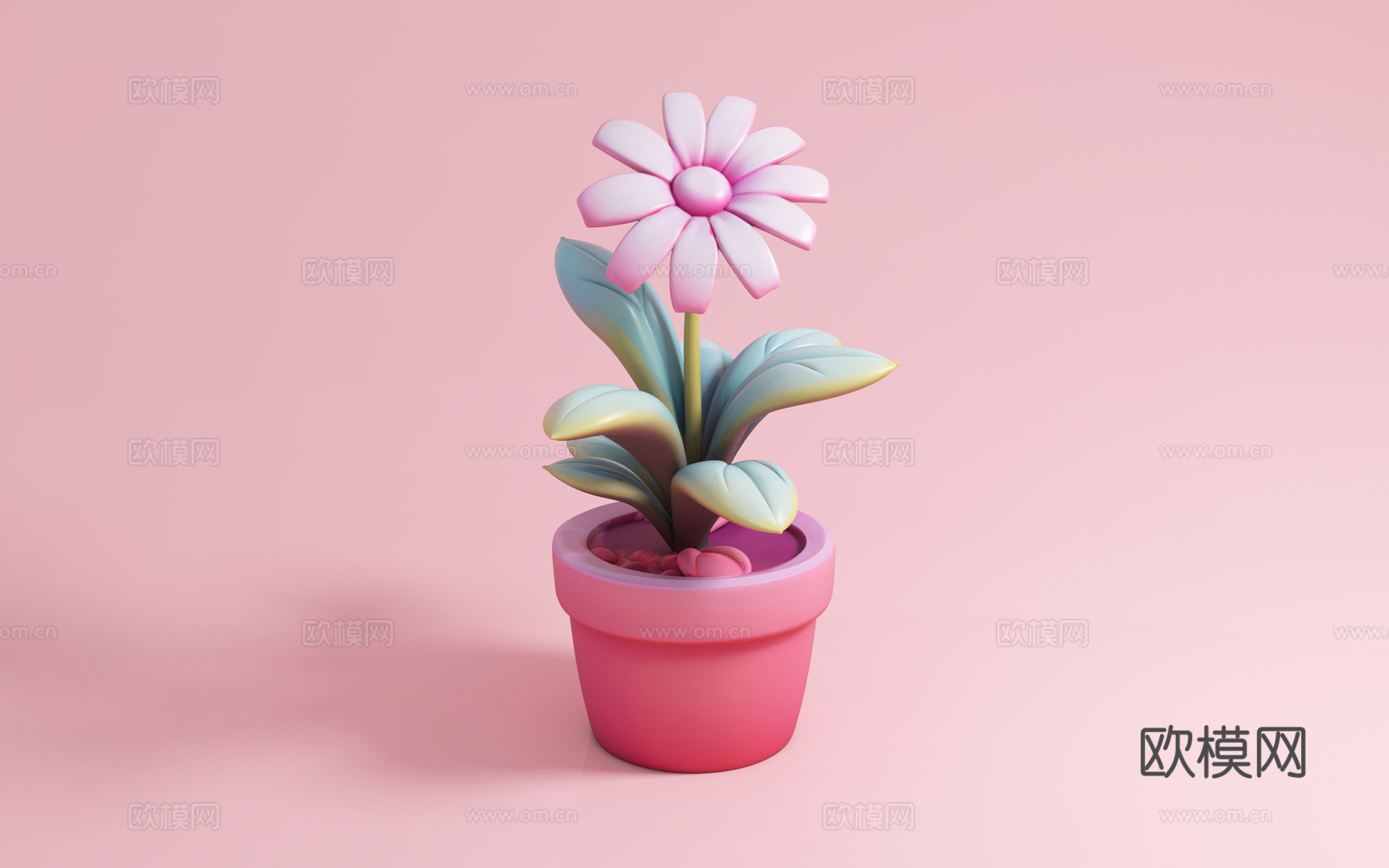 卡通盆栽 卡通花草 鲜花摆件 动漫风格 手办摆件 玩具公仔3d模型