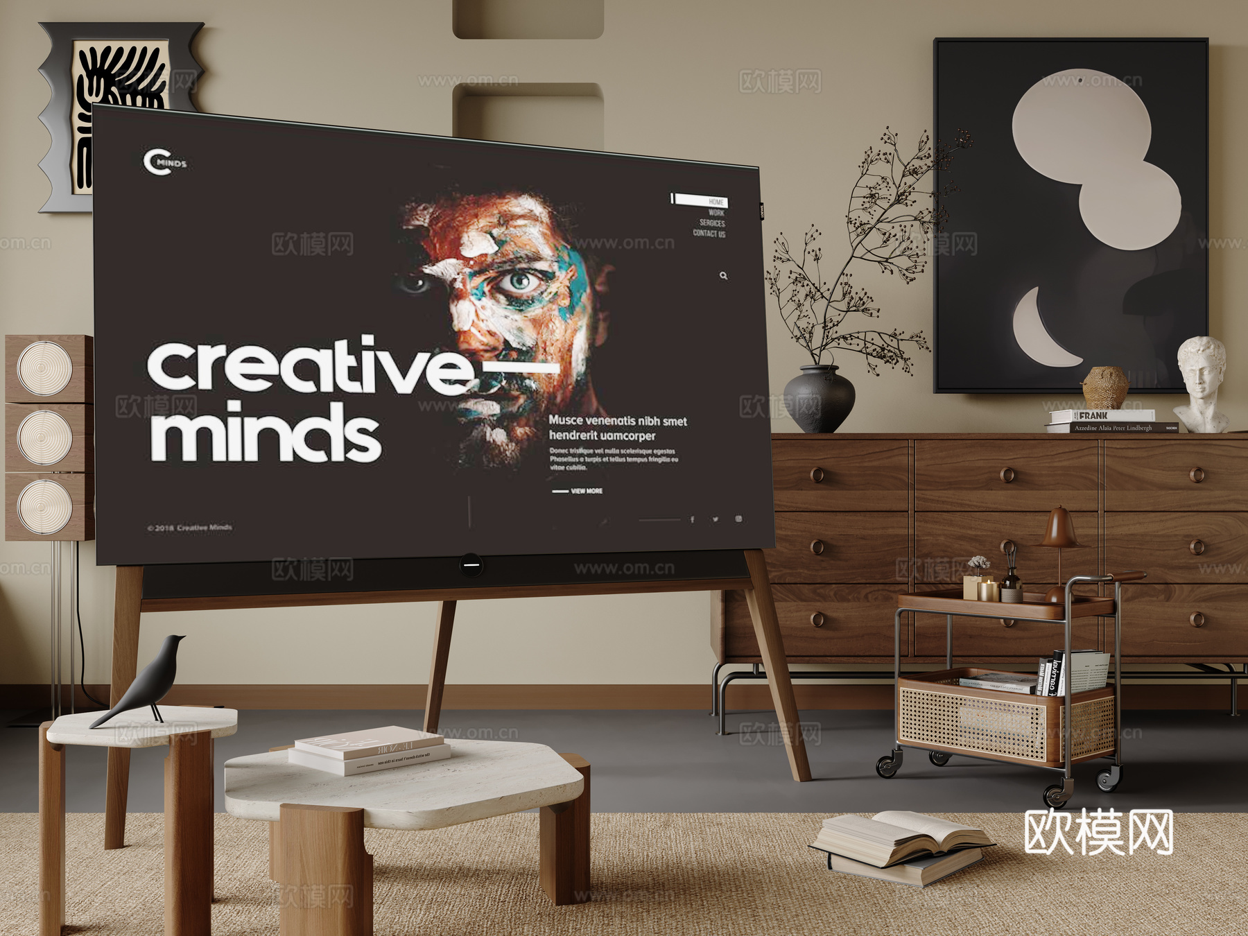 中古支架电视 移动电视 落地电视3d模型