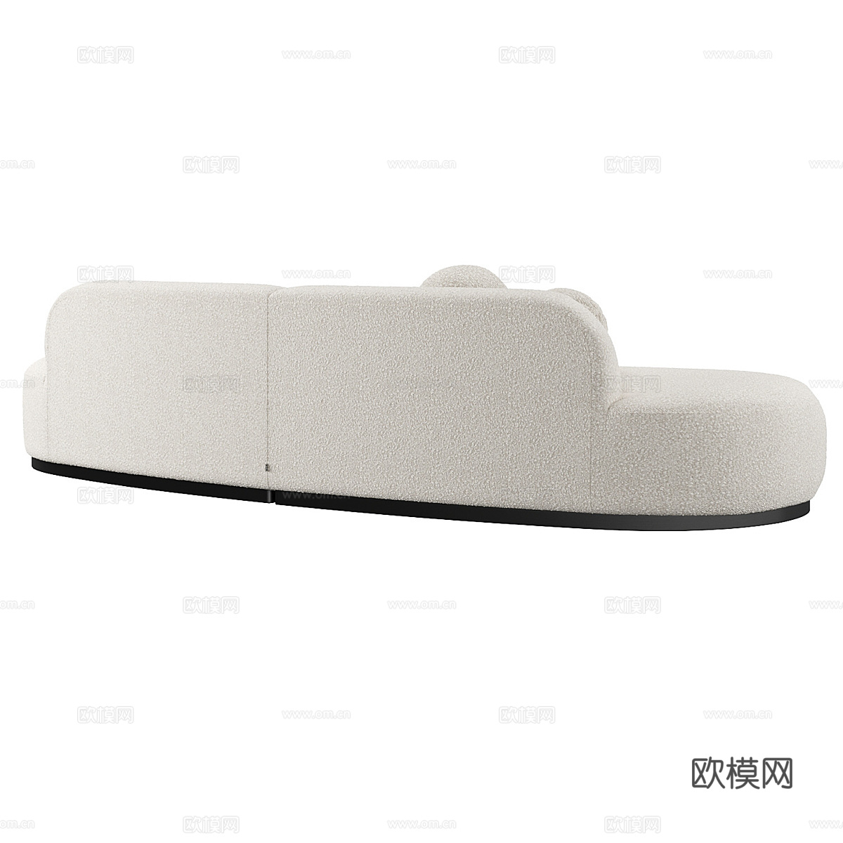 现代奶油风弧形布艺休闲沙发3d模型