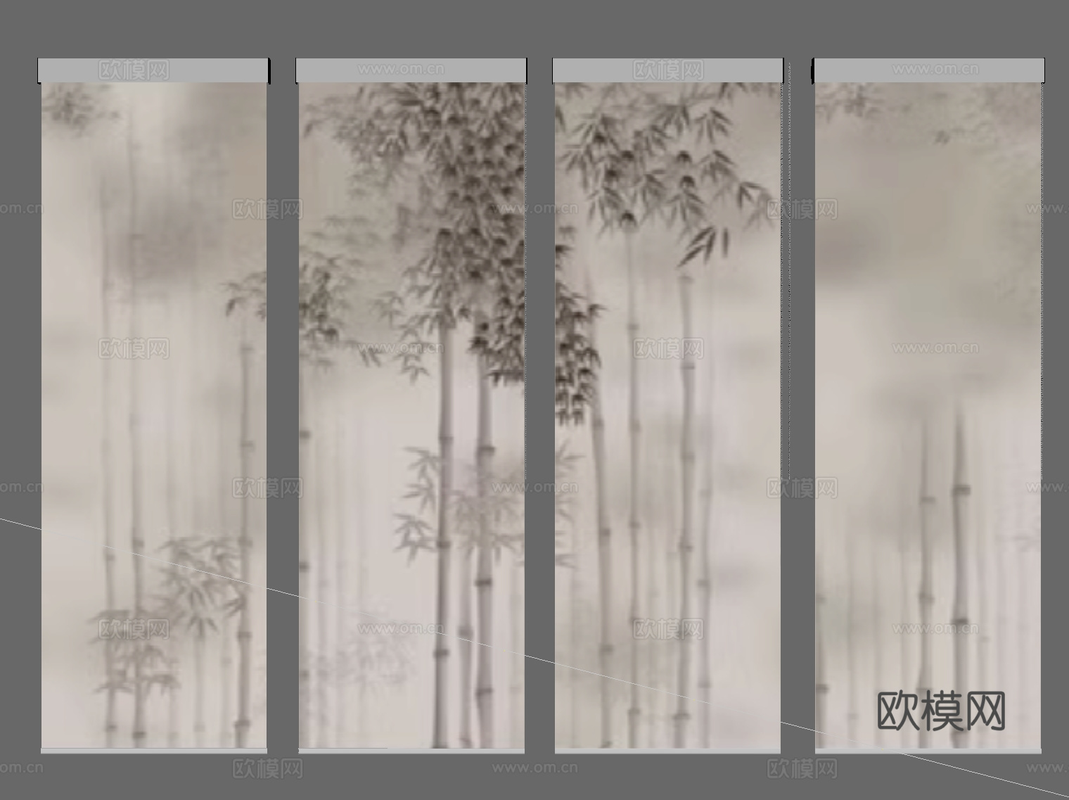 新中式卷帘su模型