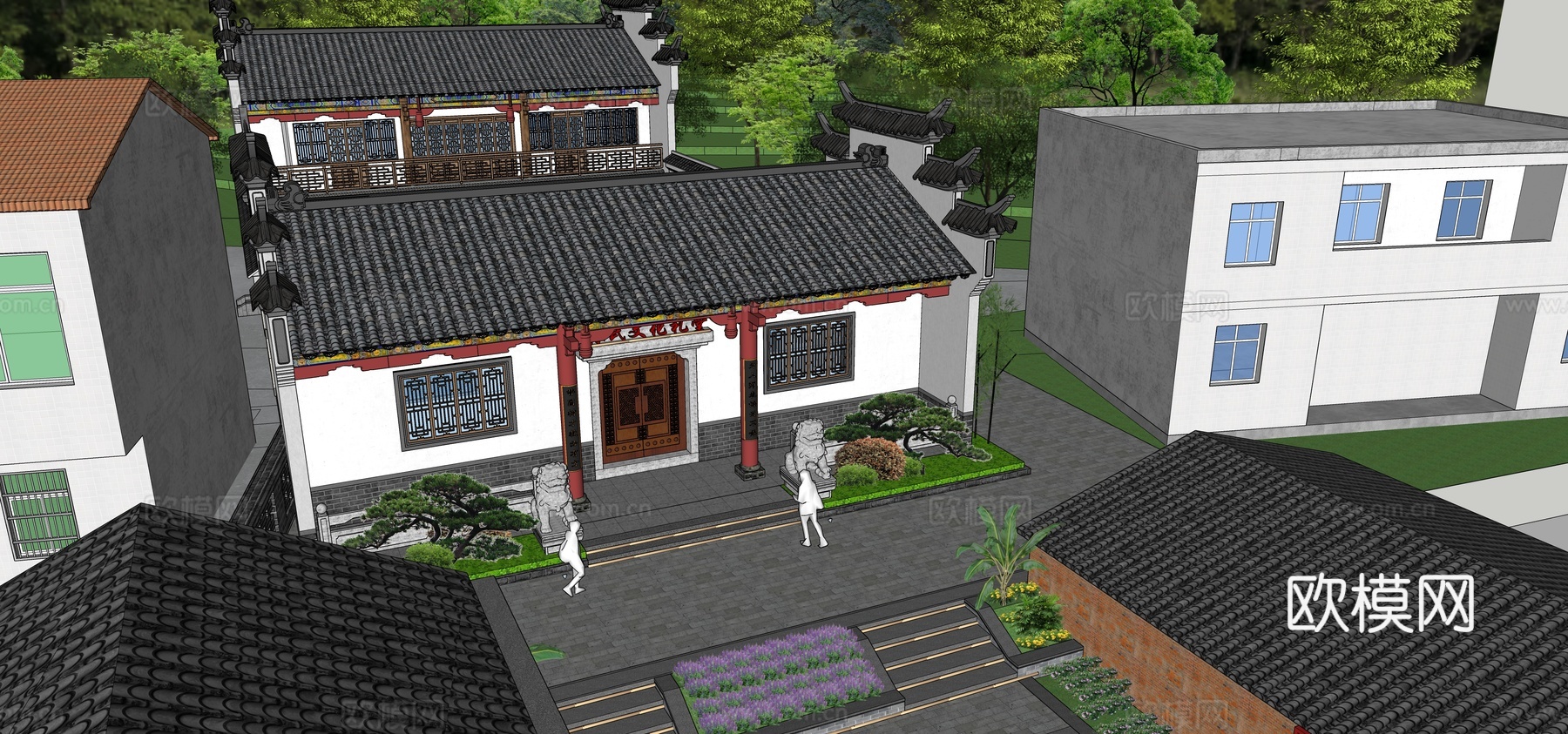 古代寺庙古庙古建筑祠堂su模型