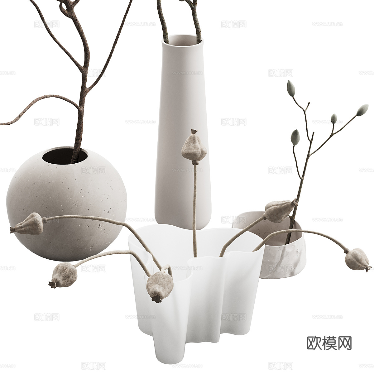 新中式花瓶花艺3d模型
