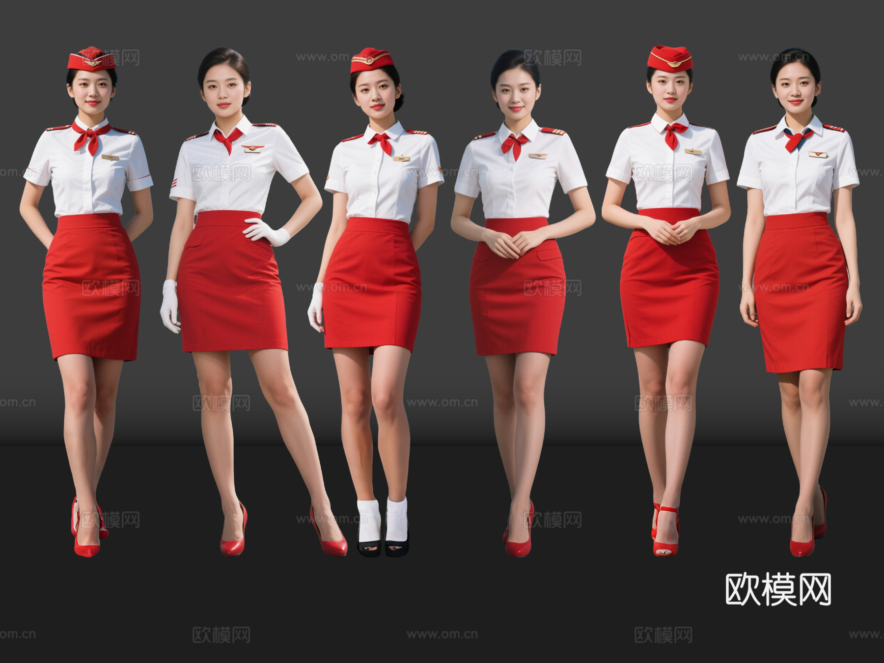 2D现代人物 空姐 乘务人员 空乘人员 航空美女su模型