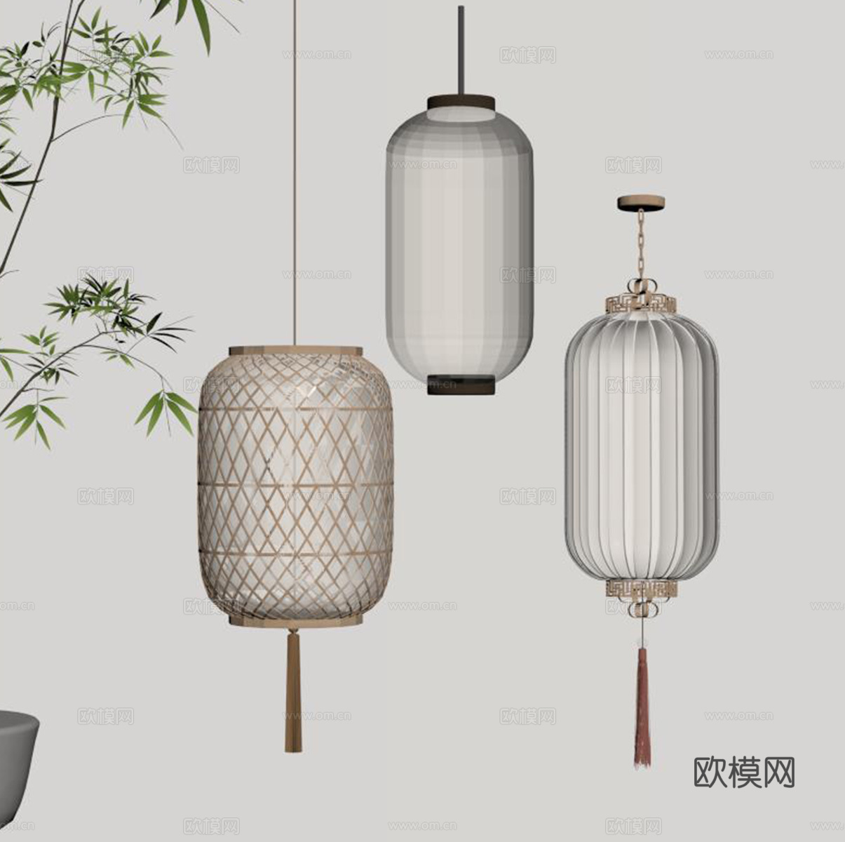 现代灯笼su模型