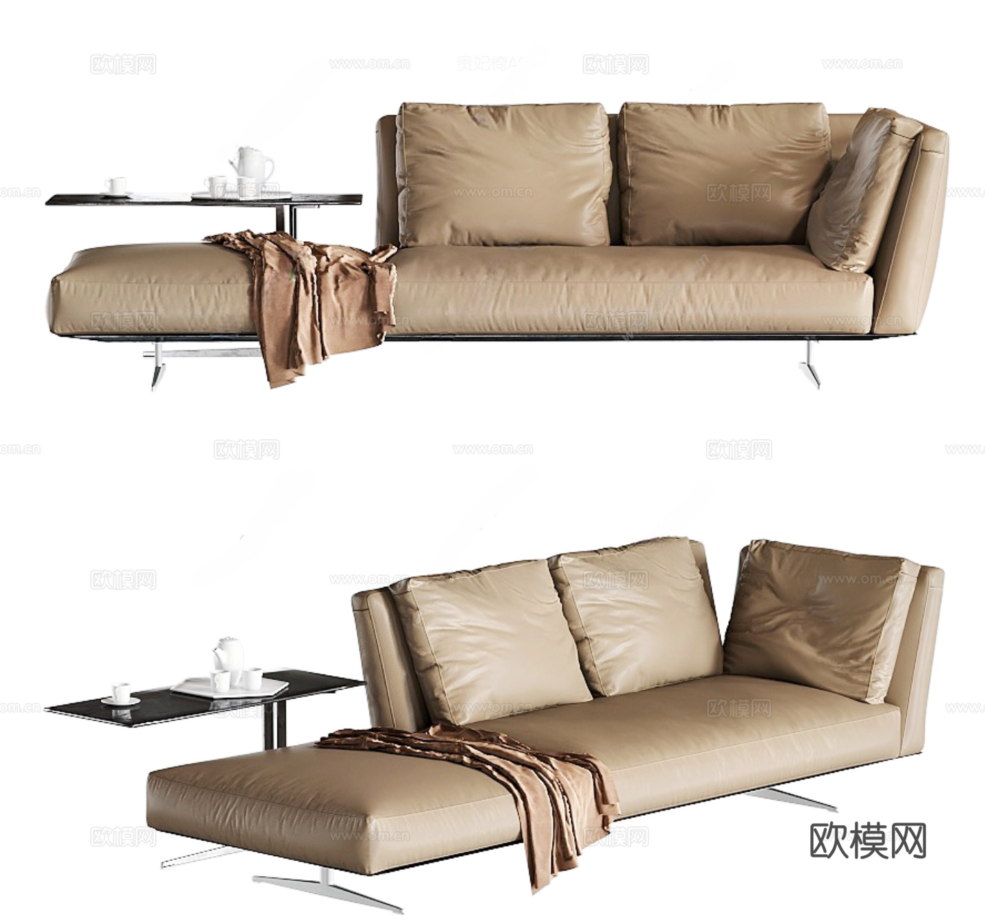 现代贵妃椅 沙发凳3d模型