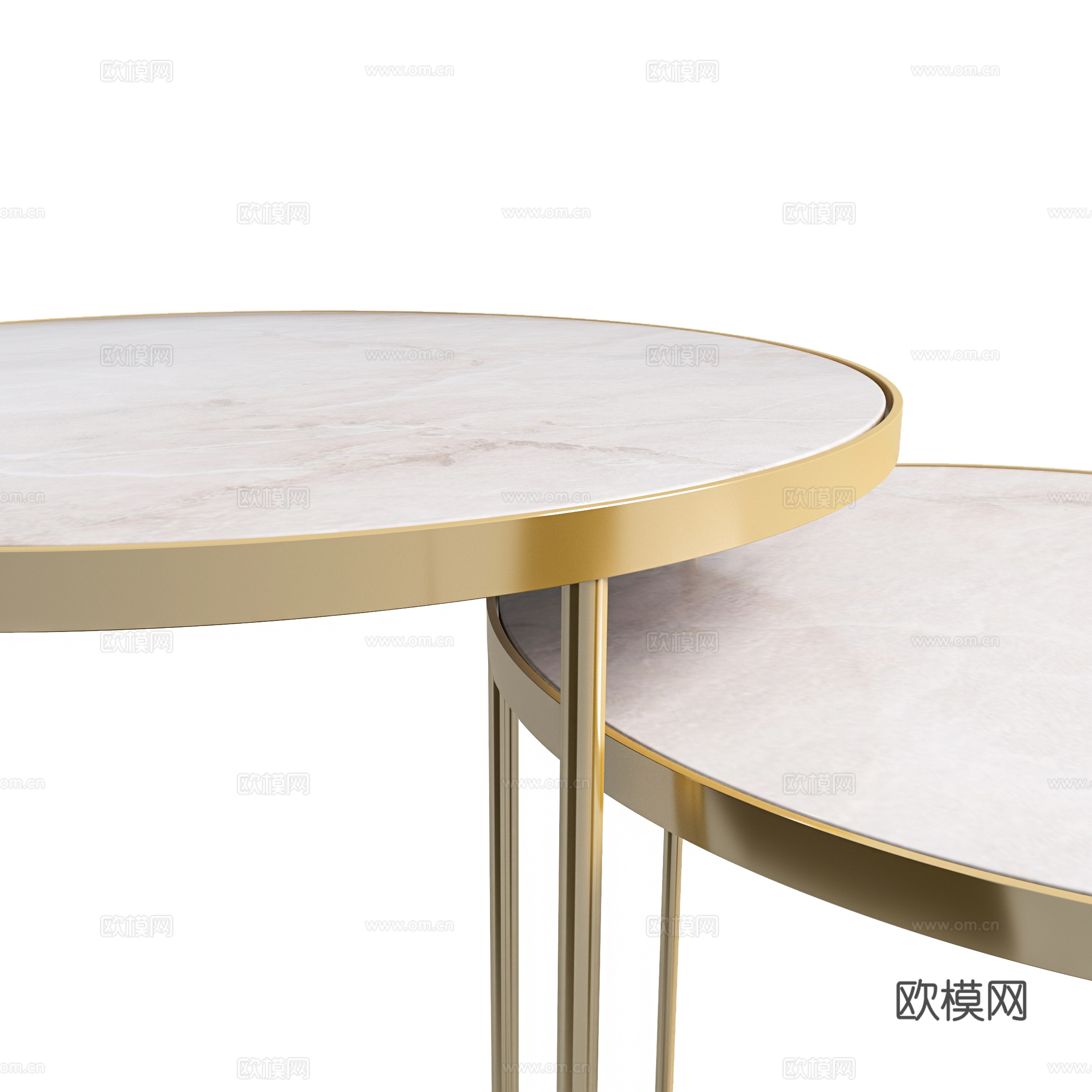 现代轻奢极简大理石金属边几3d模型