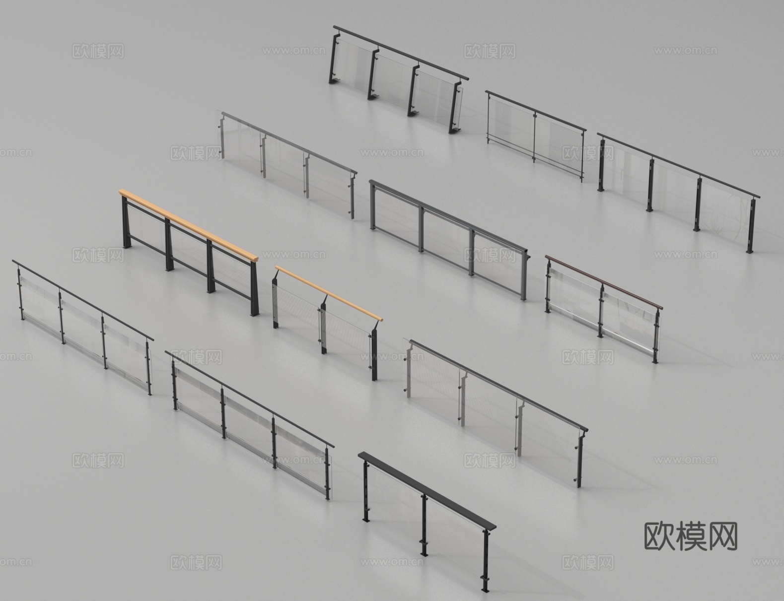 玻璃栏杆 栅栏 围栏 护栏3d模型