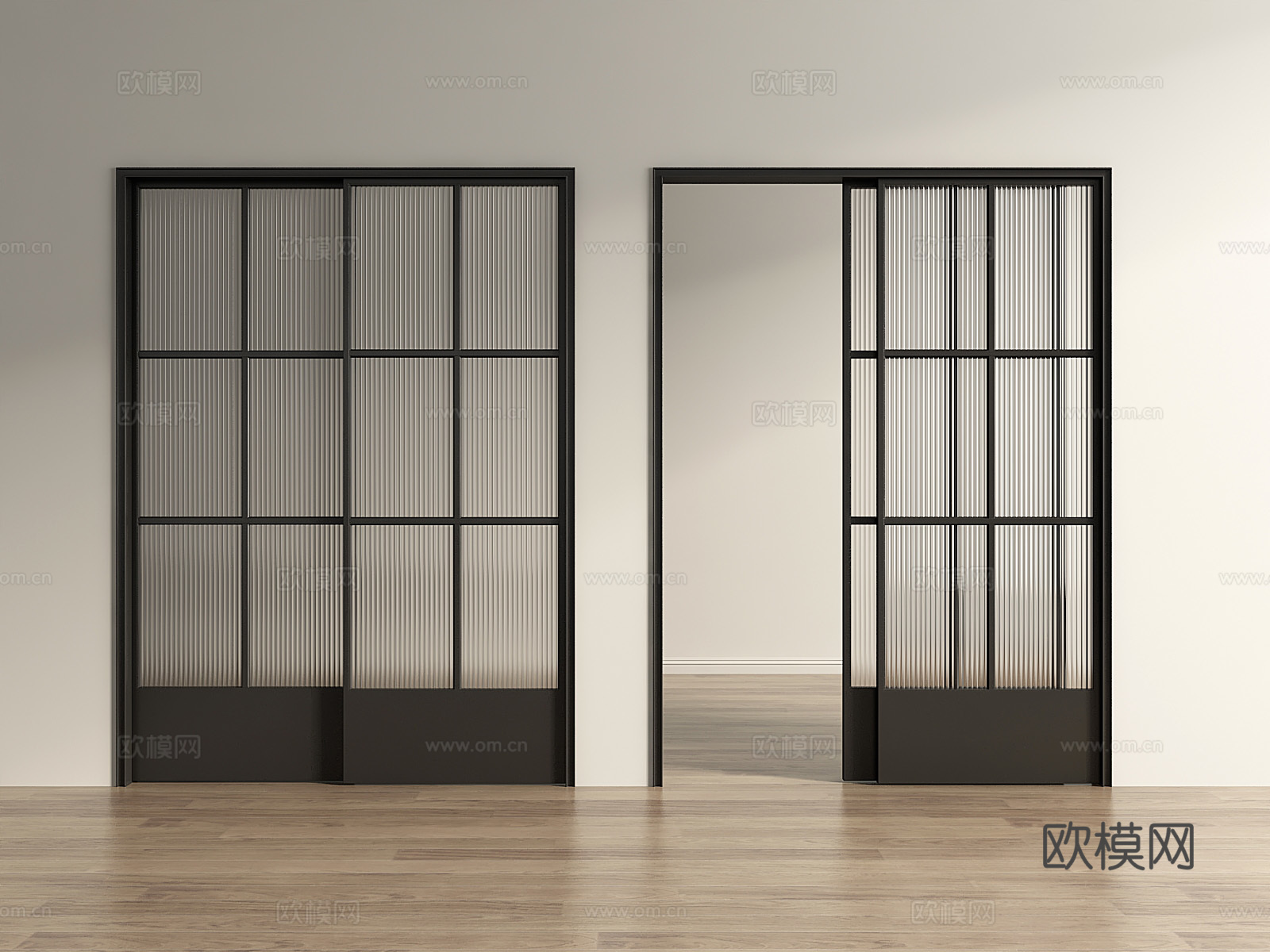 法式推拉门玻璃推拉门3d模型