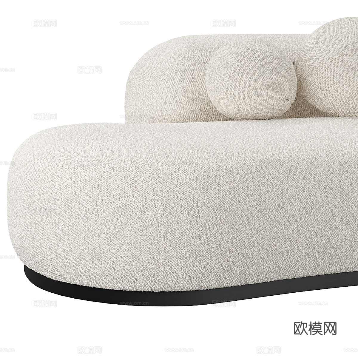 现代奶油风弧形布艺休闲沙发3d模型