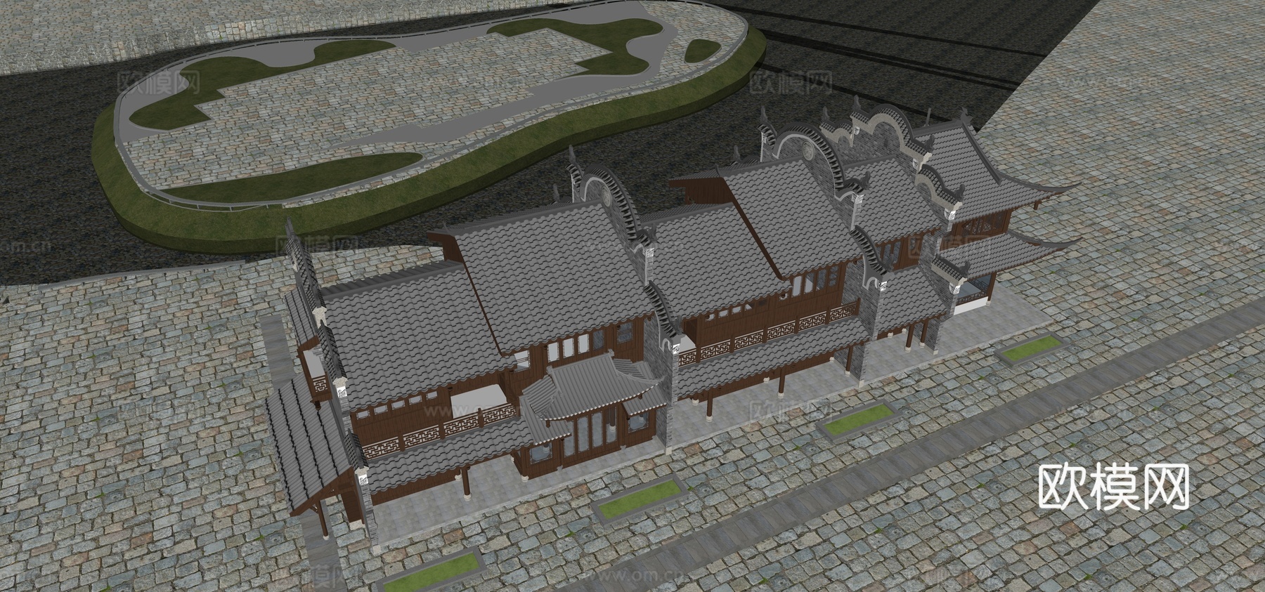 古代寺庙古庙古建筑祠堂su模型