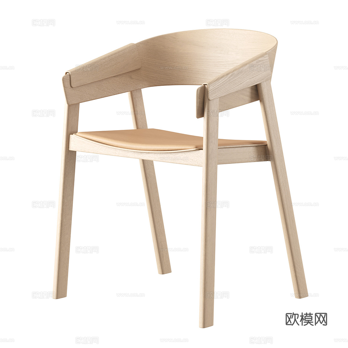 新中式原木餐椅3d模型