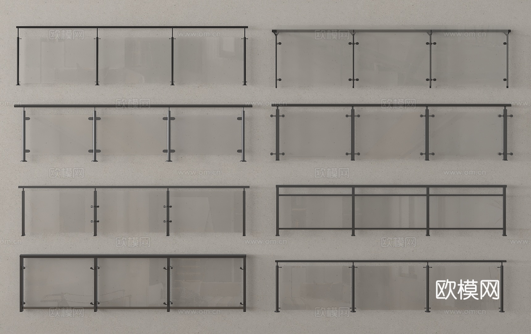 玻璃栏杆 围栏 护栏 栅栏3d模型