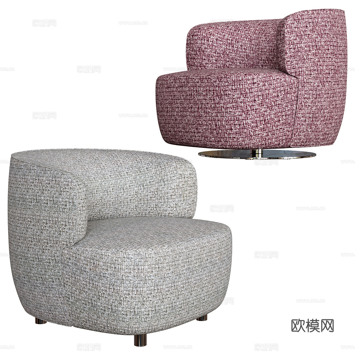 现代意式布艺扶手椅3d模型