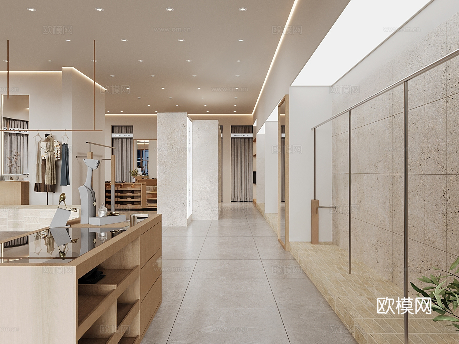 奶油侘寂服装店su模型