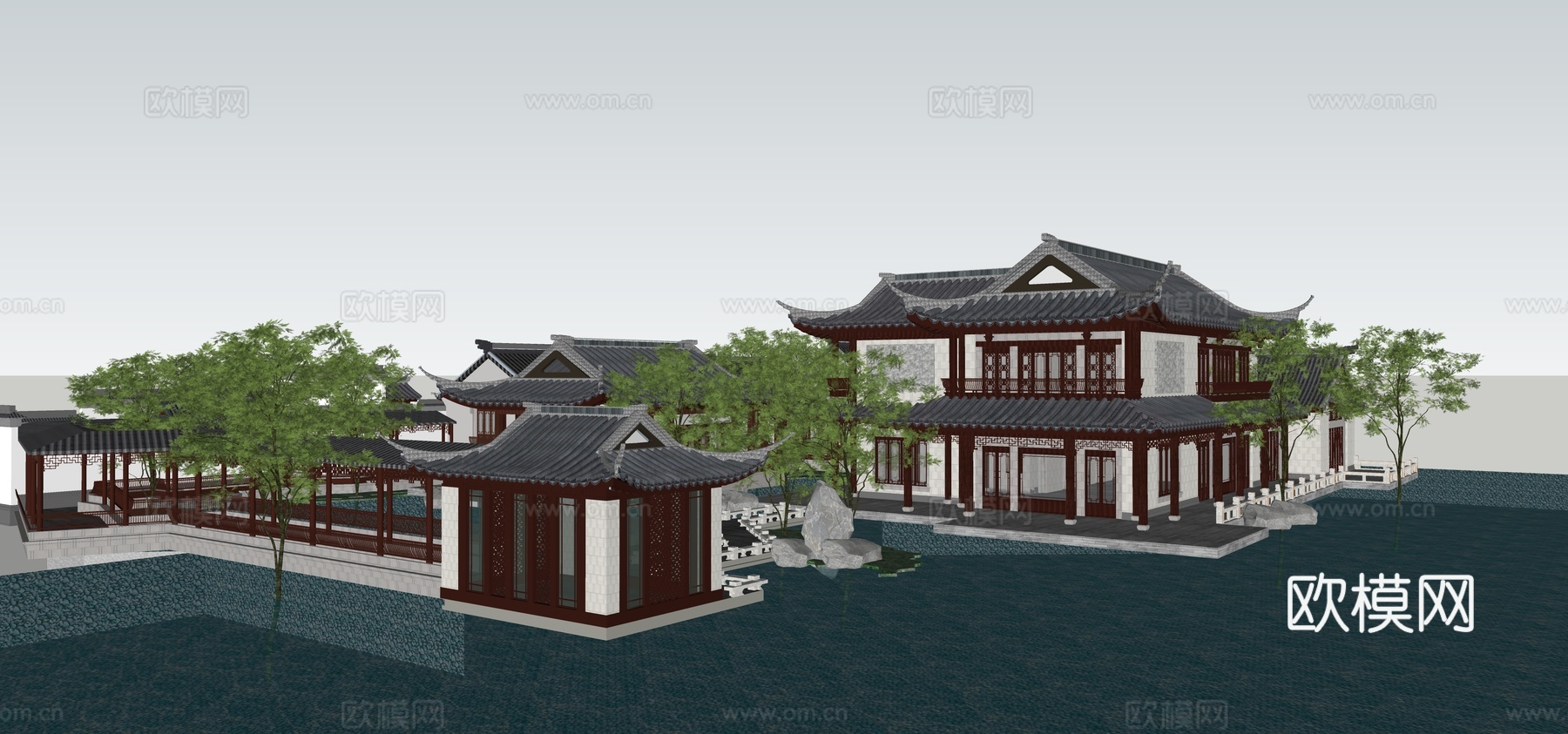 古代祠堂古苗寺庙古建筑su模型