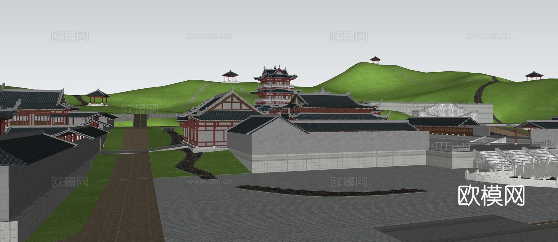 古代祠堂古苗寺庙古建筑su模型