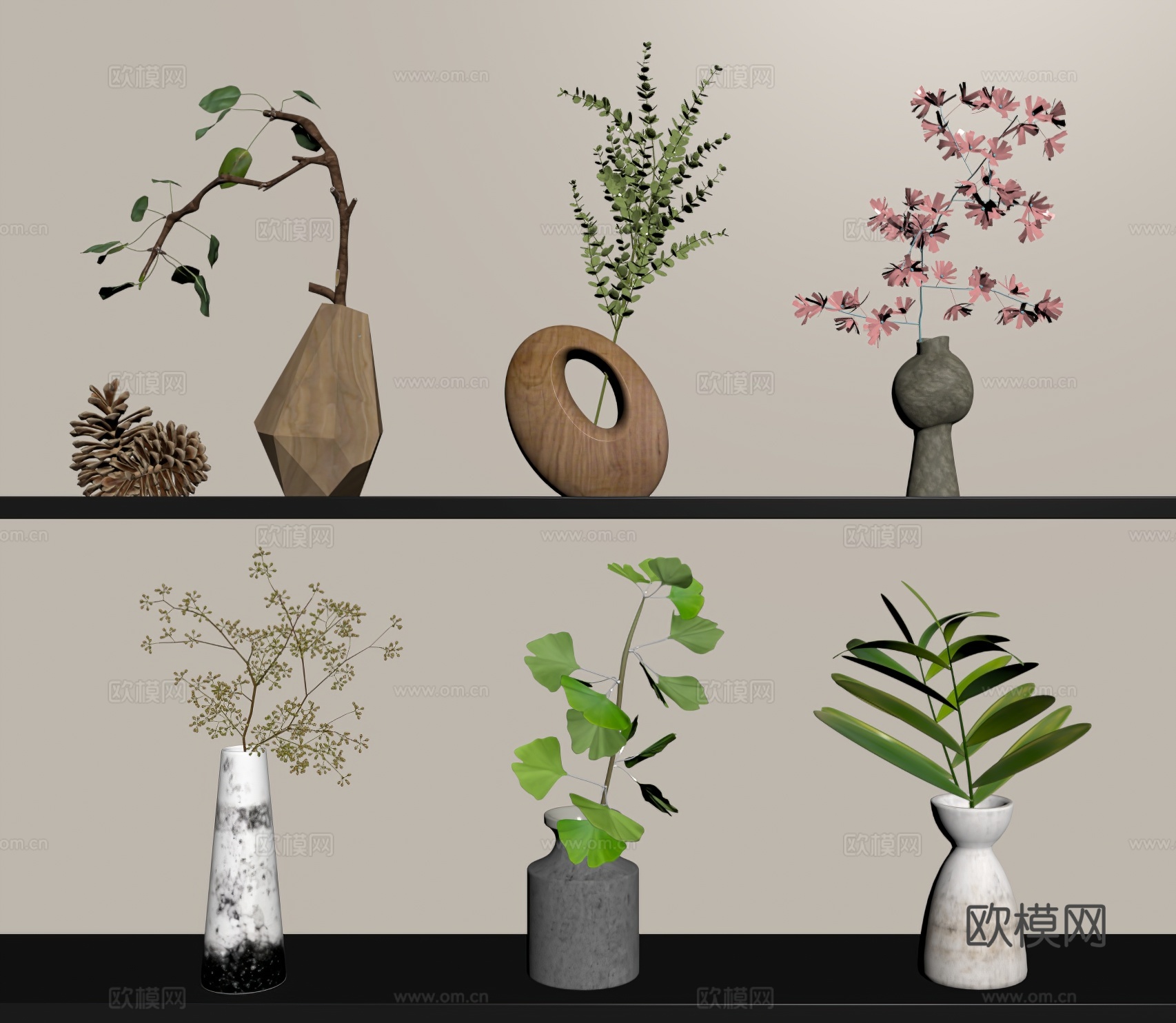 现代花瓶花艺su模型