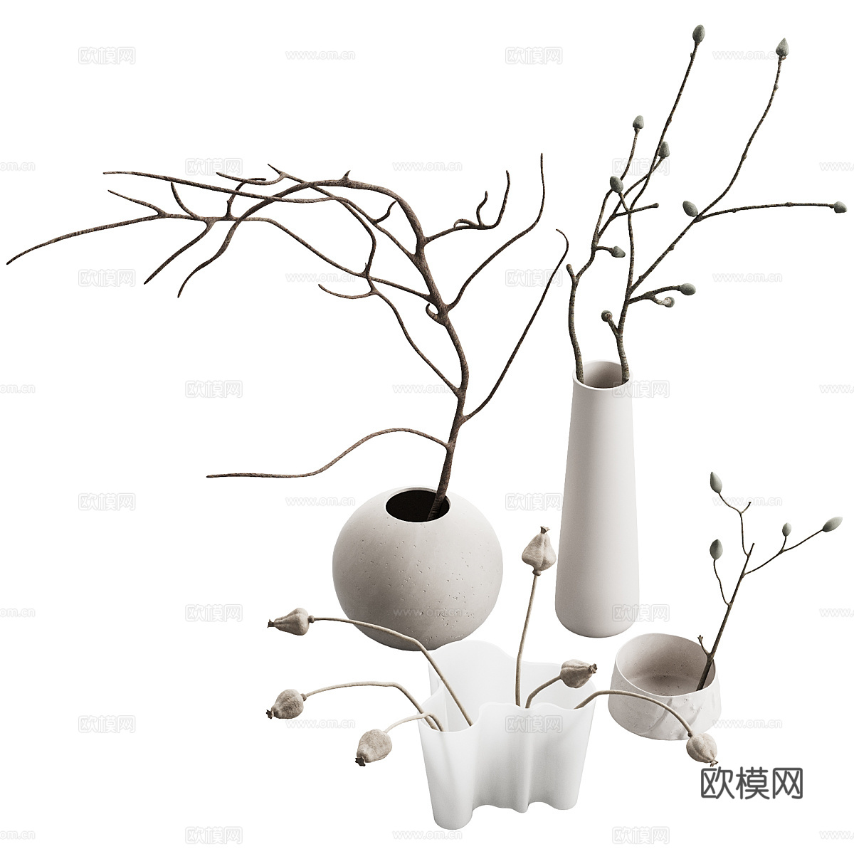 新中式花瓶花艺3d模型