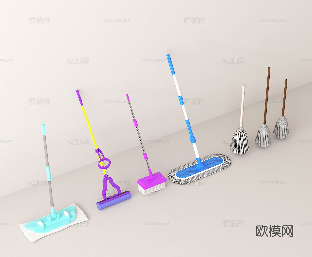 多功能家用拖把 旋转拖把平板拖把 地板清洁用品3d模型
