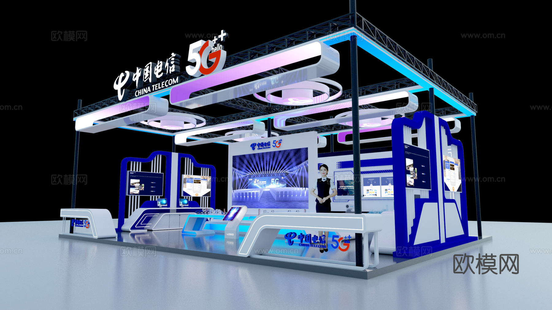 现代展位展台 展览展厅 会展展台 特装展位3d模型