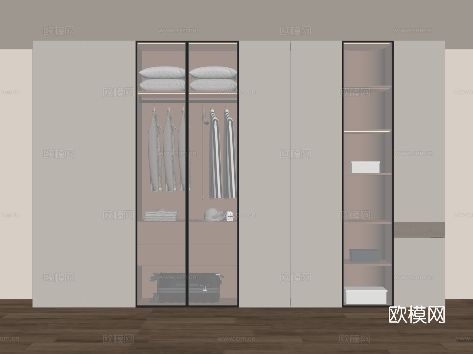 衣柜 现代简约衣柜 服饰 箱包su模型