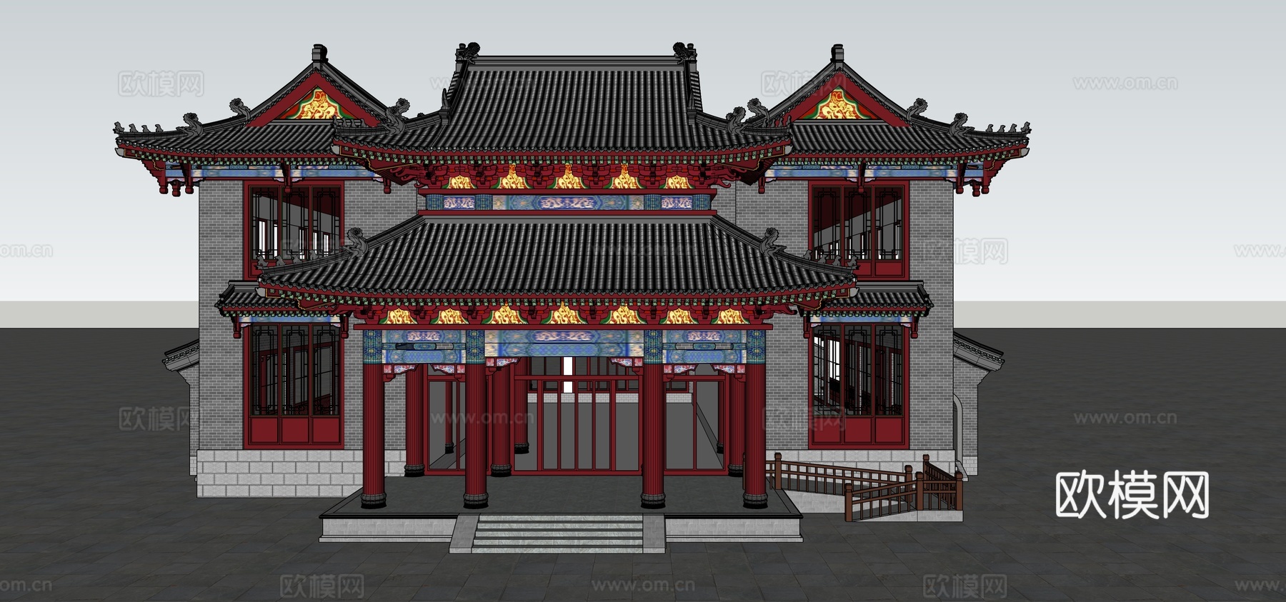 古代寺庙古庙古建筑祠堂su模型