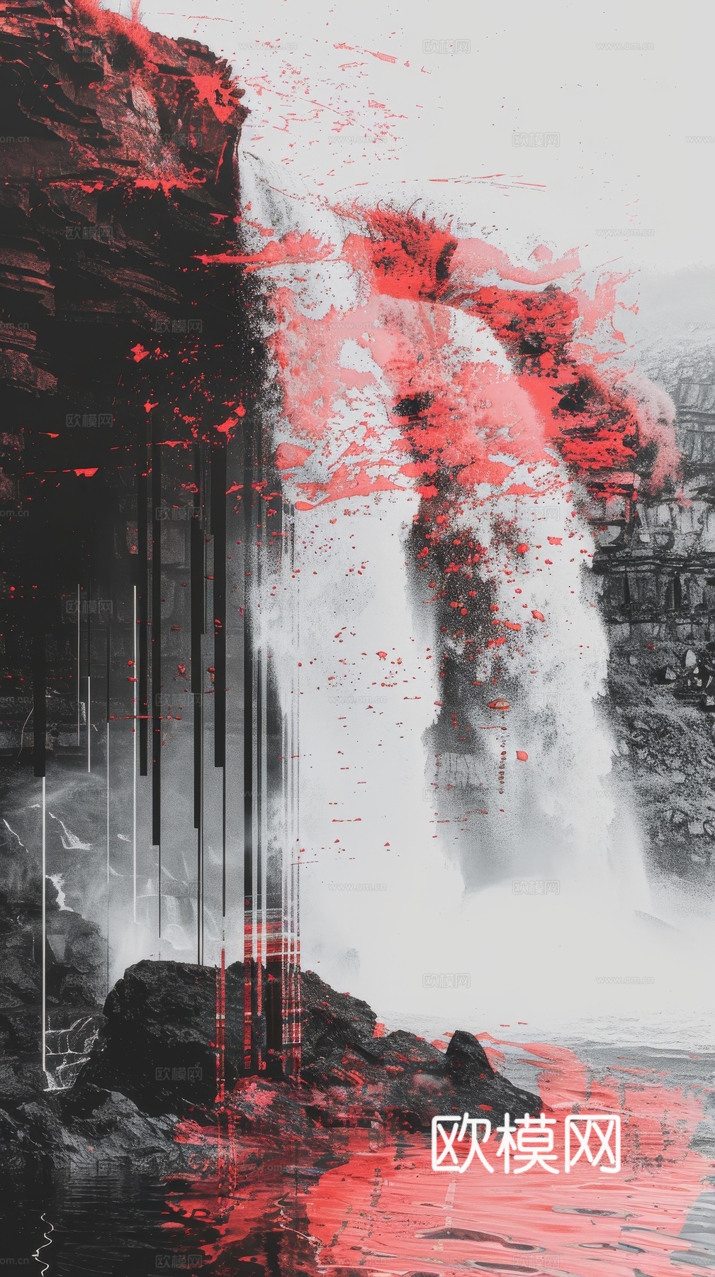 高清新款抽象装饰挂画下载（渲染图3）