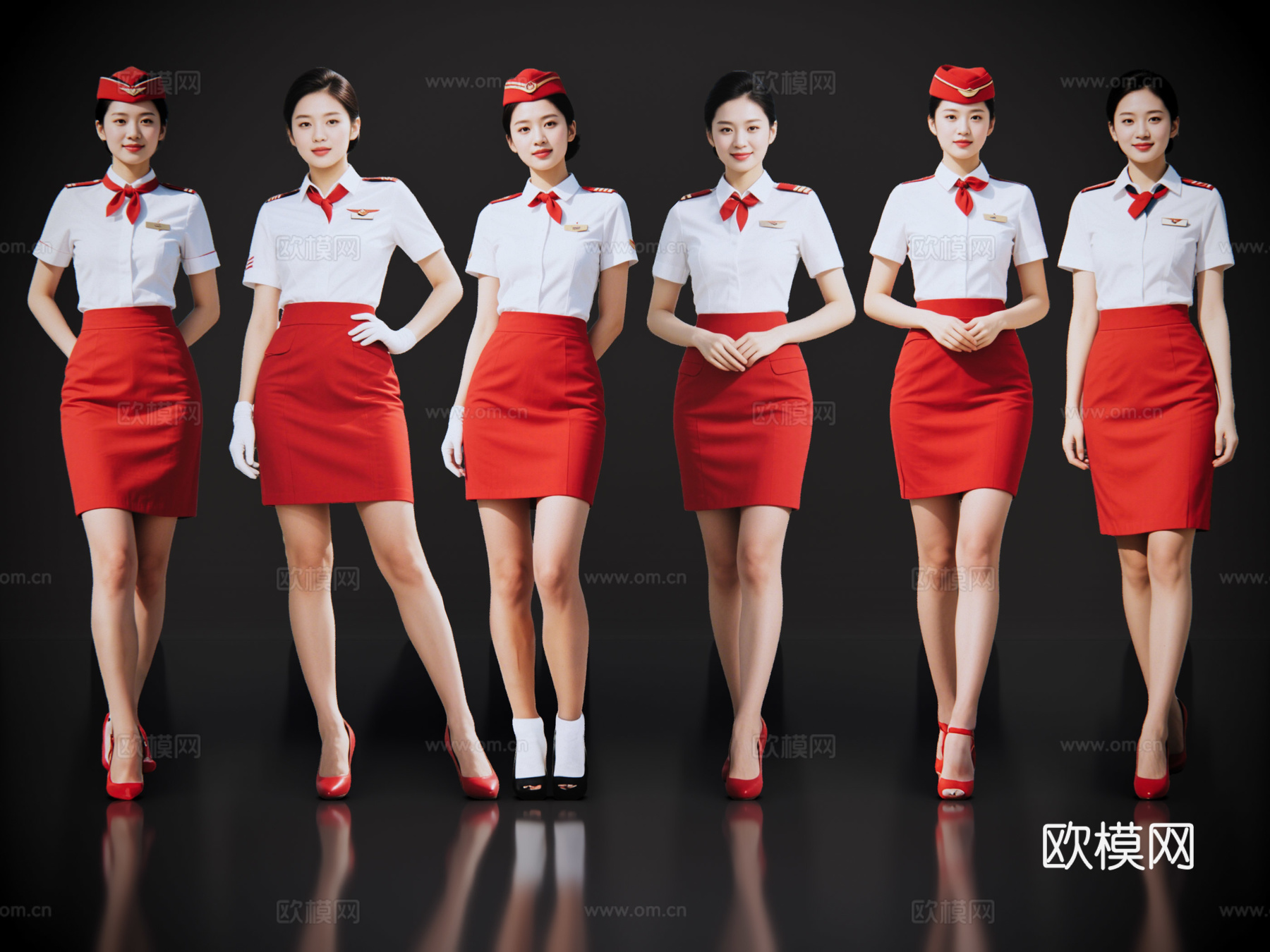 2D现代人物 空姐 乘务人员 空乘人员 航空美女su模型