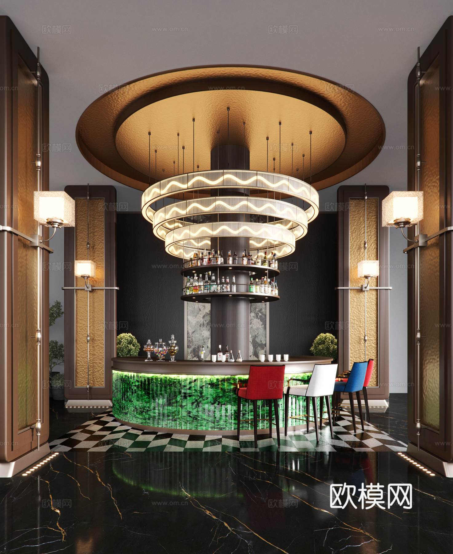 现代酒店大厅吧台3d模型