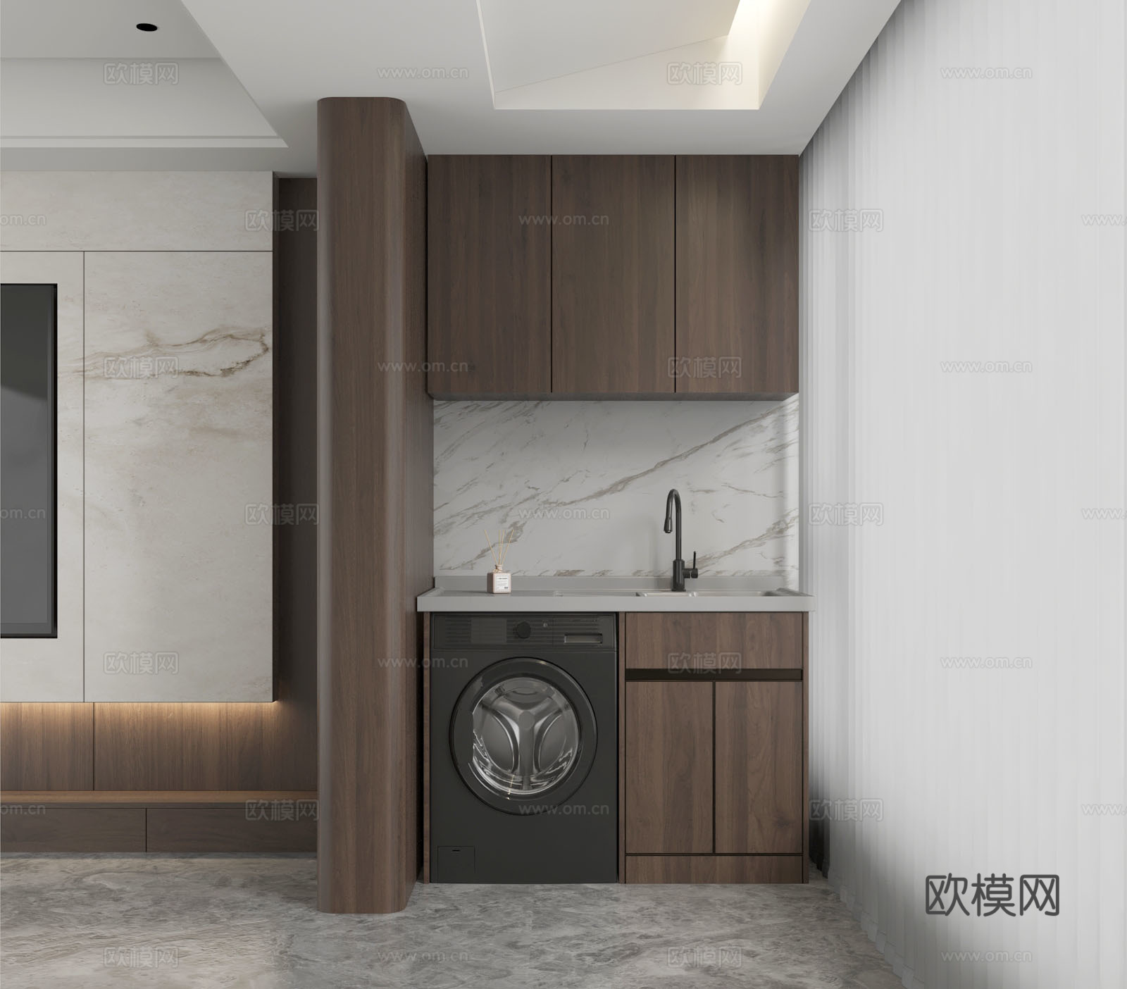 阳台洗衣机柜梦幻帘3d模型