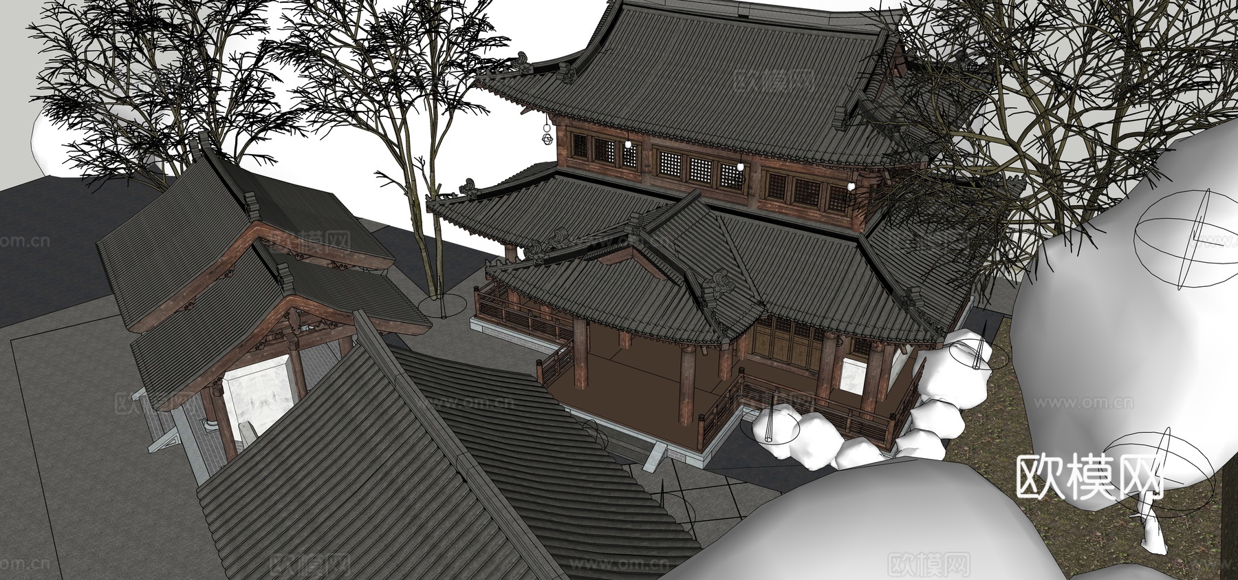 古代祠堂古苗寺庙古建筑su模型