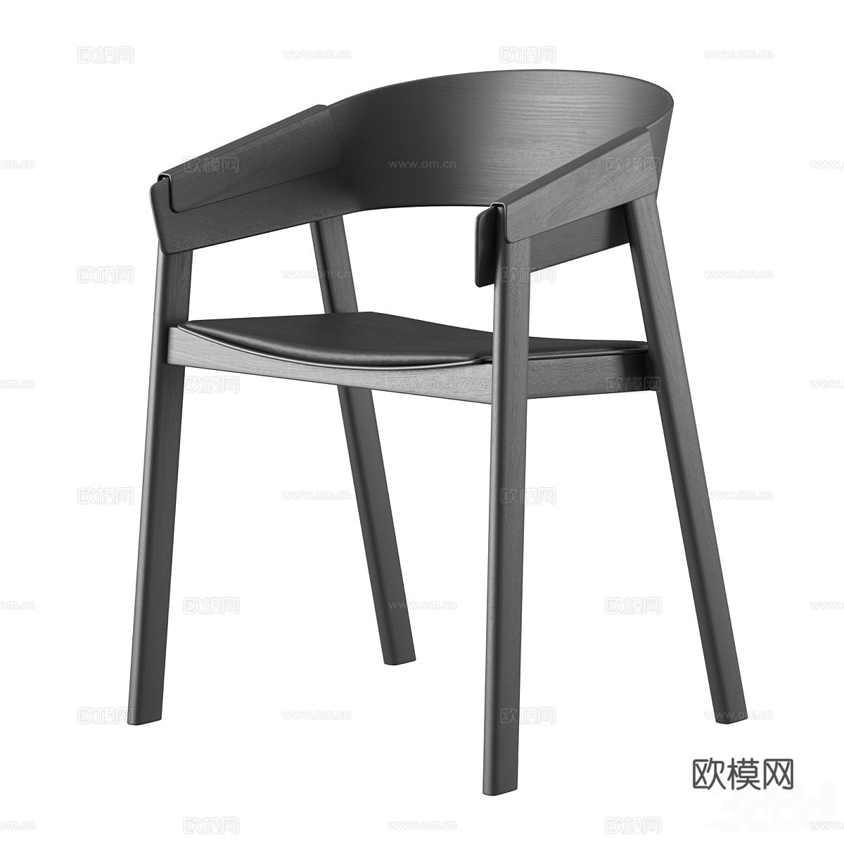 新中式原木餐椅3d模型