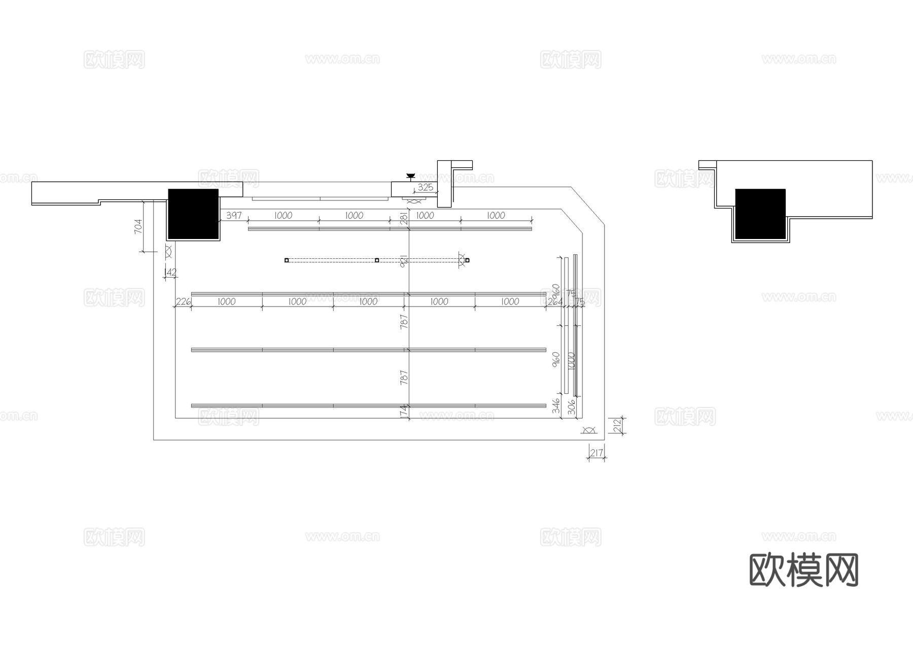奶茶店室内施工图cad施工图