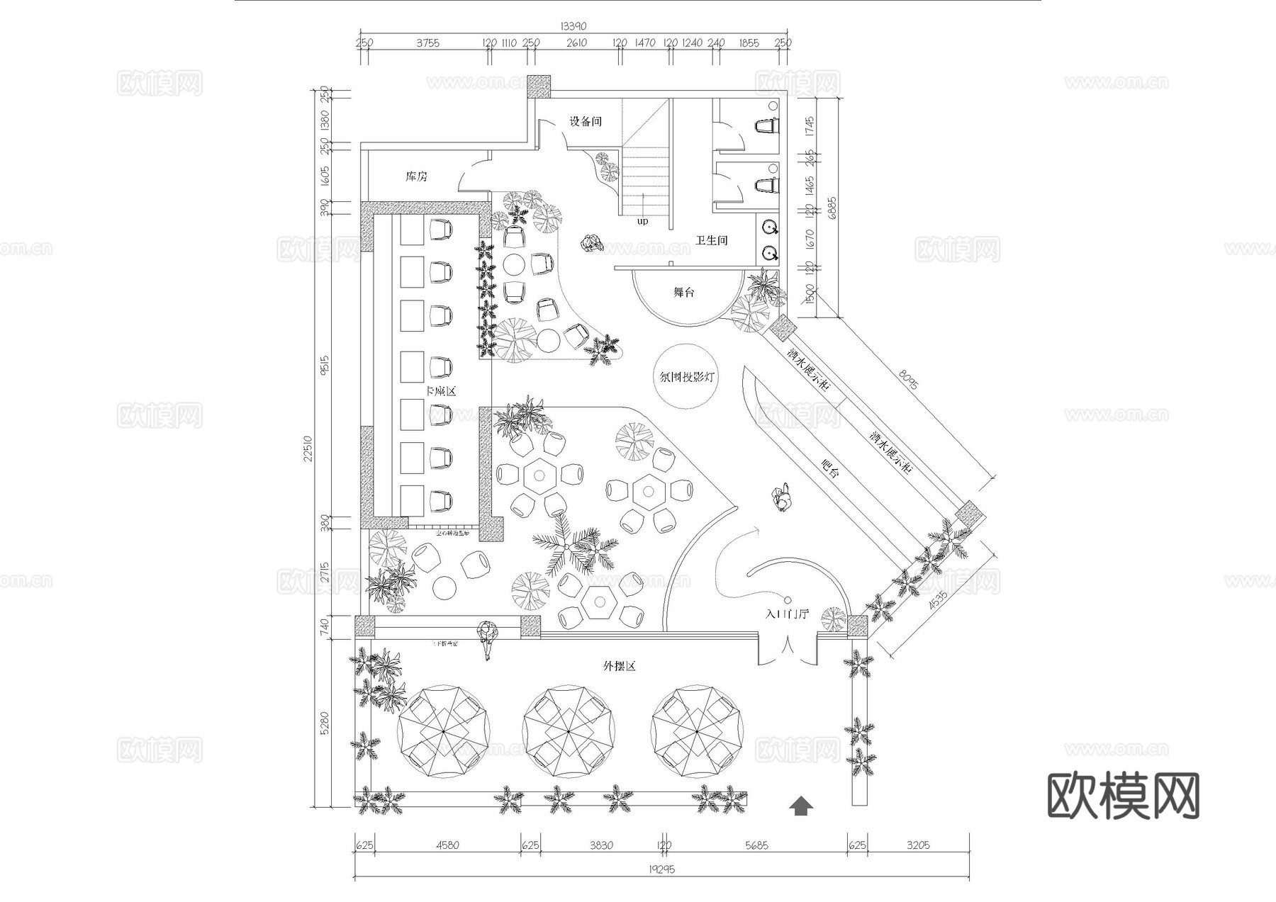 露营风清吧平面cad施工图