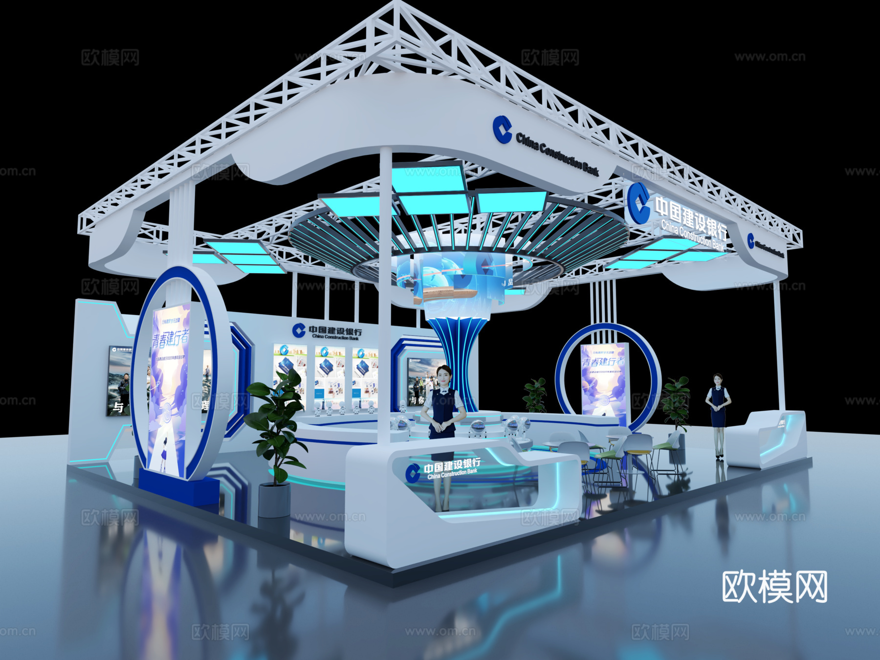 现代展位展台 展览展厅 会展展台 特装展位3d模型