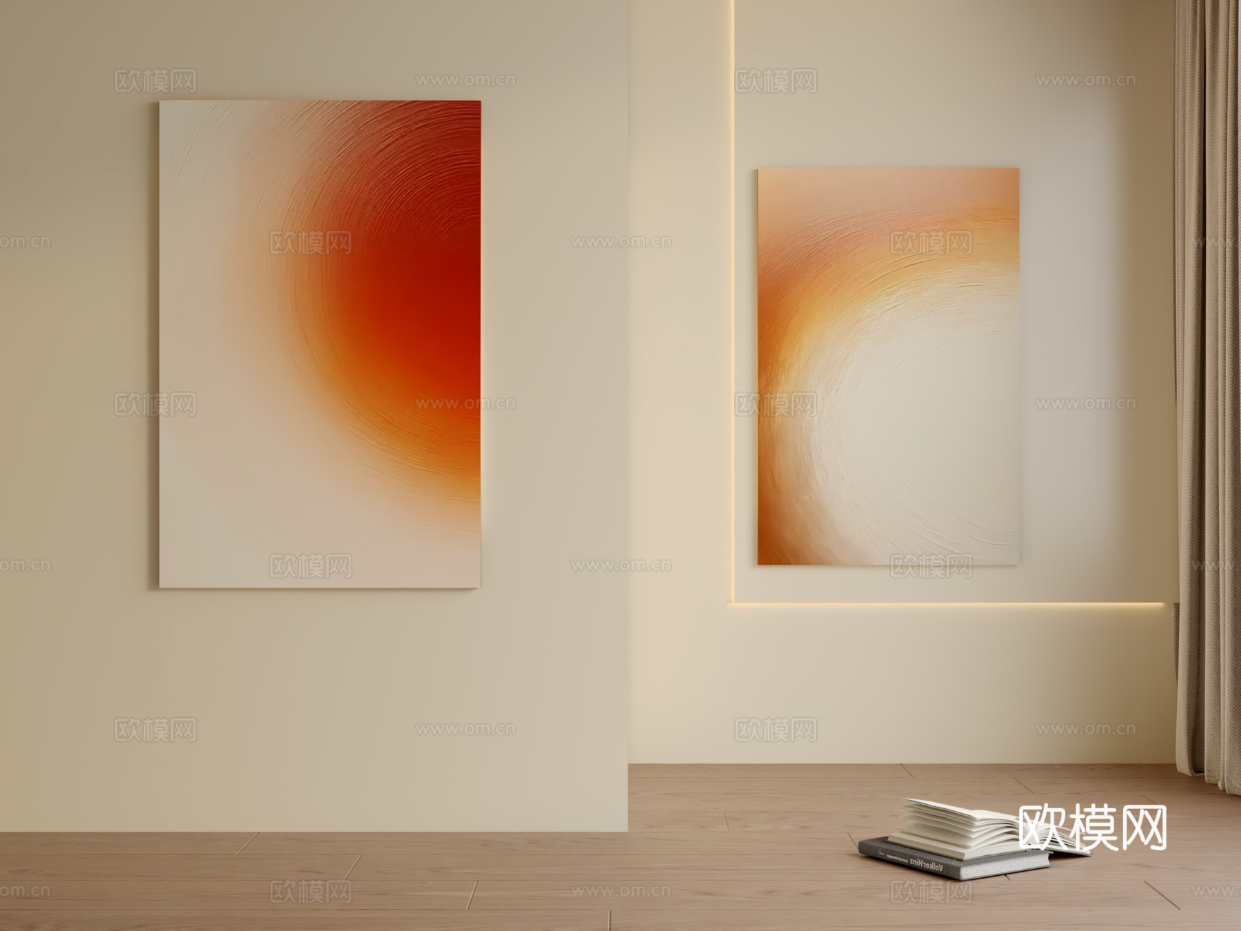 现代极简挂画3d模型