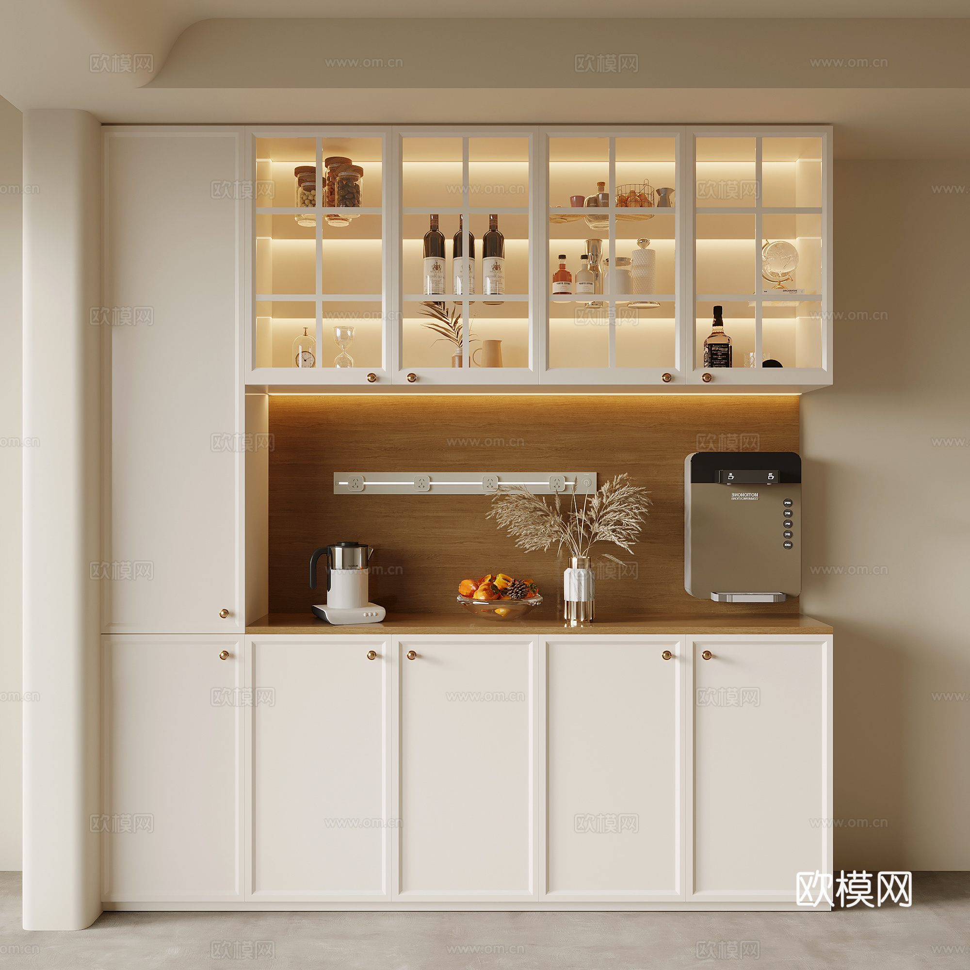 酒柜 现代奶油风酒柜 餐边柜3d模型