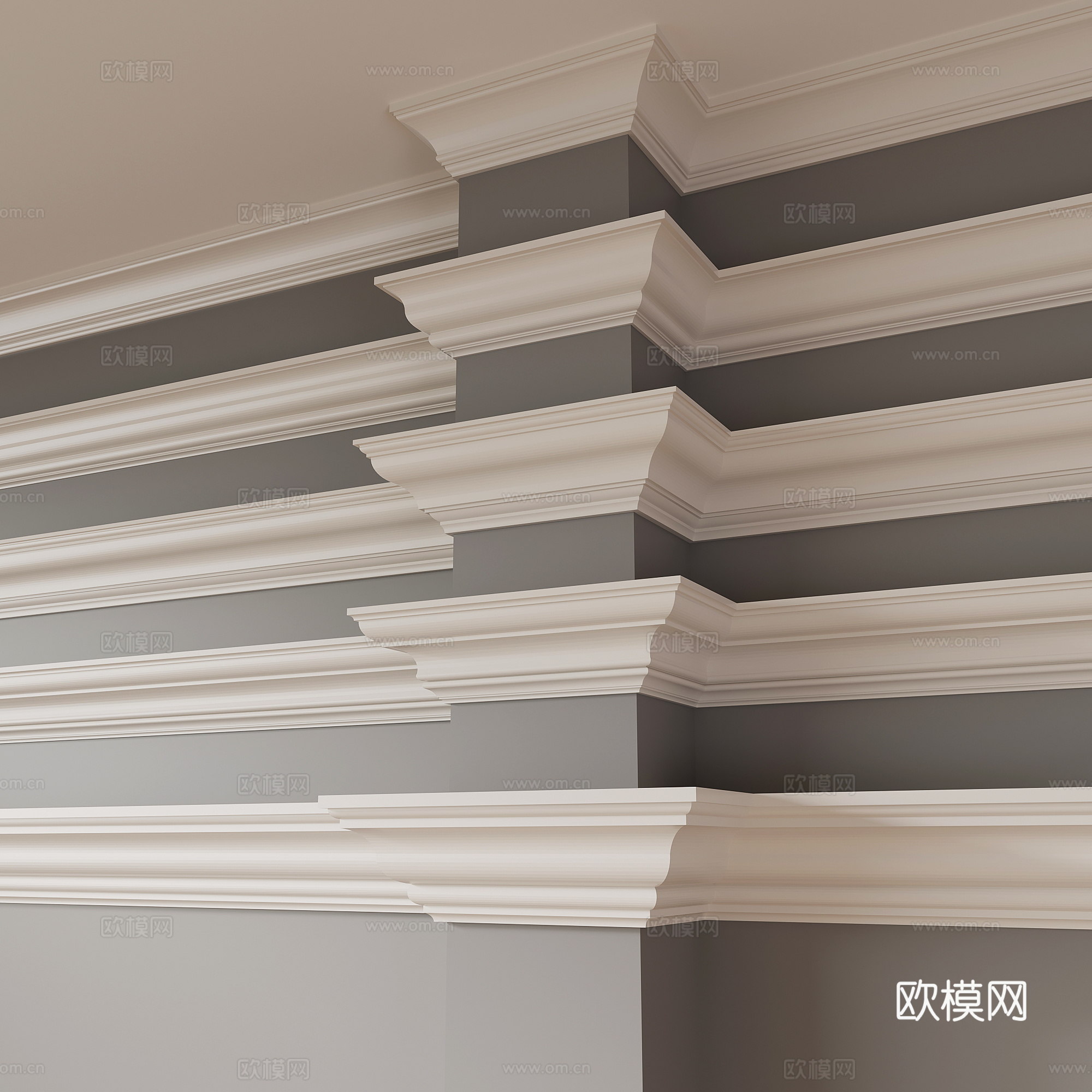 顶线 现代顶线 材料 线条 石膏线3d模型