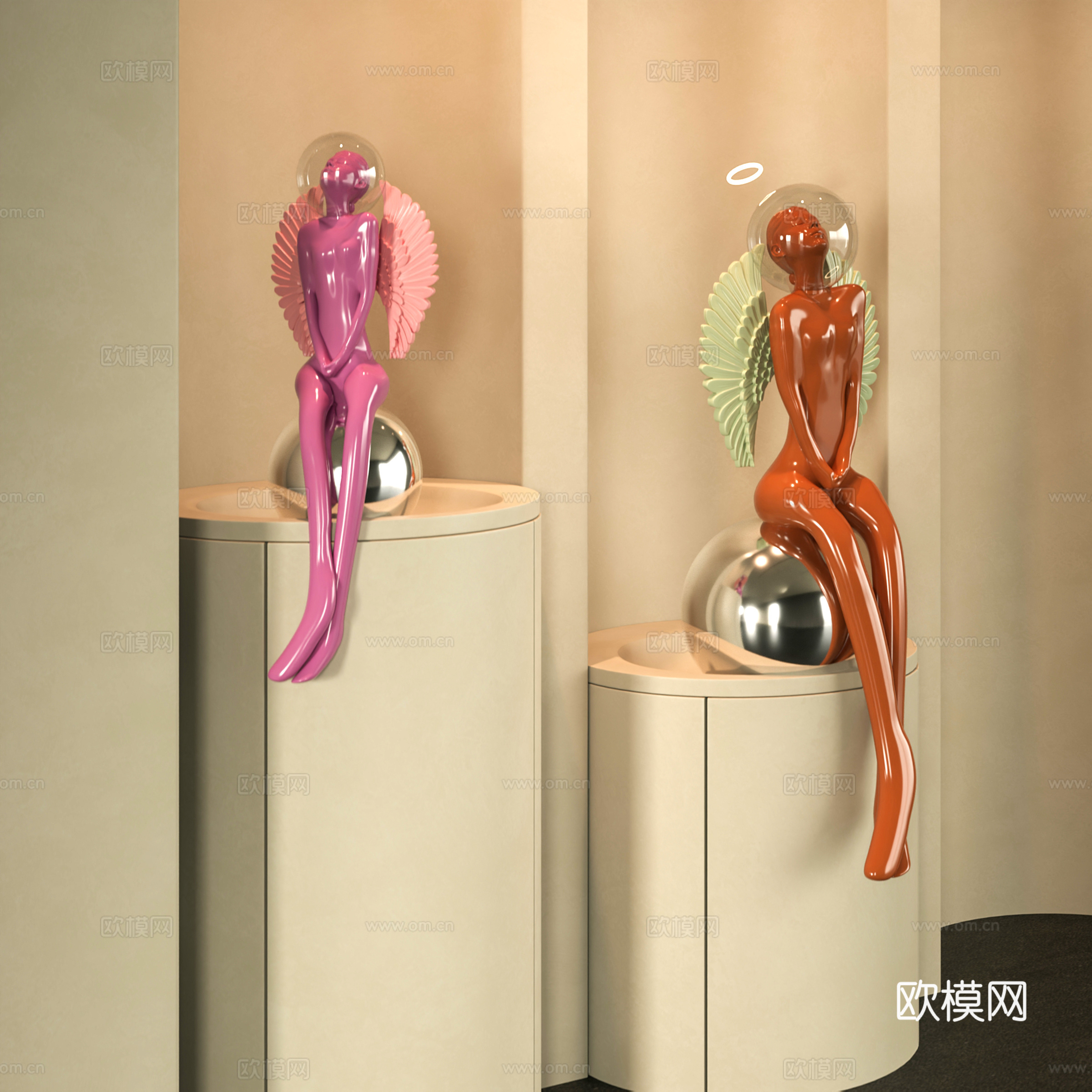 现代意式雕塑摆件3d模型