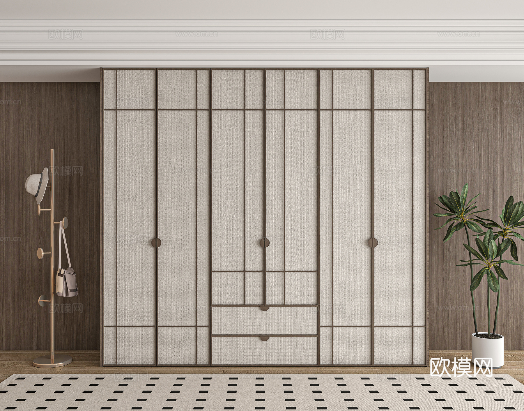 中古风衣柜装饰柜3d模型